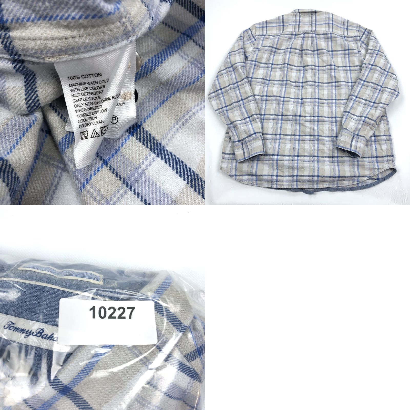 Tommy Bahama TOMMY BAHAMA Shirt Plaid Flannel XL Men Casual Button-Down Pockets Embroidered Logo Beige Blue White Cap Beige/Blue/White Size US XL / EU 56 / 4 - 8 Thumbnail
