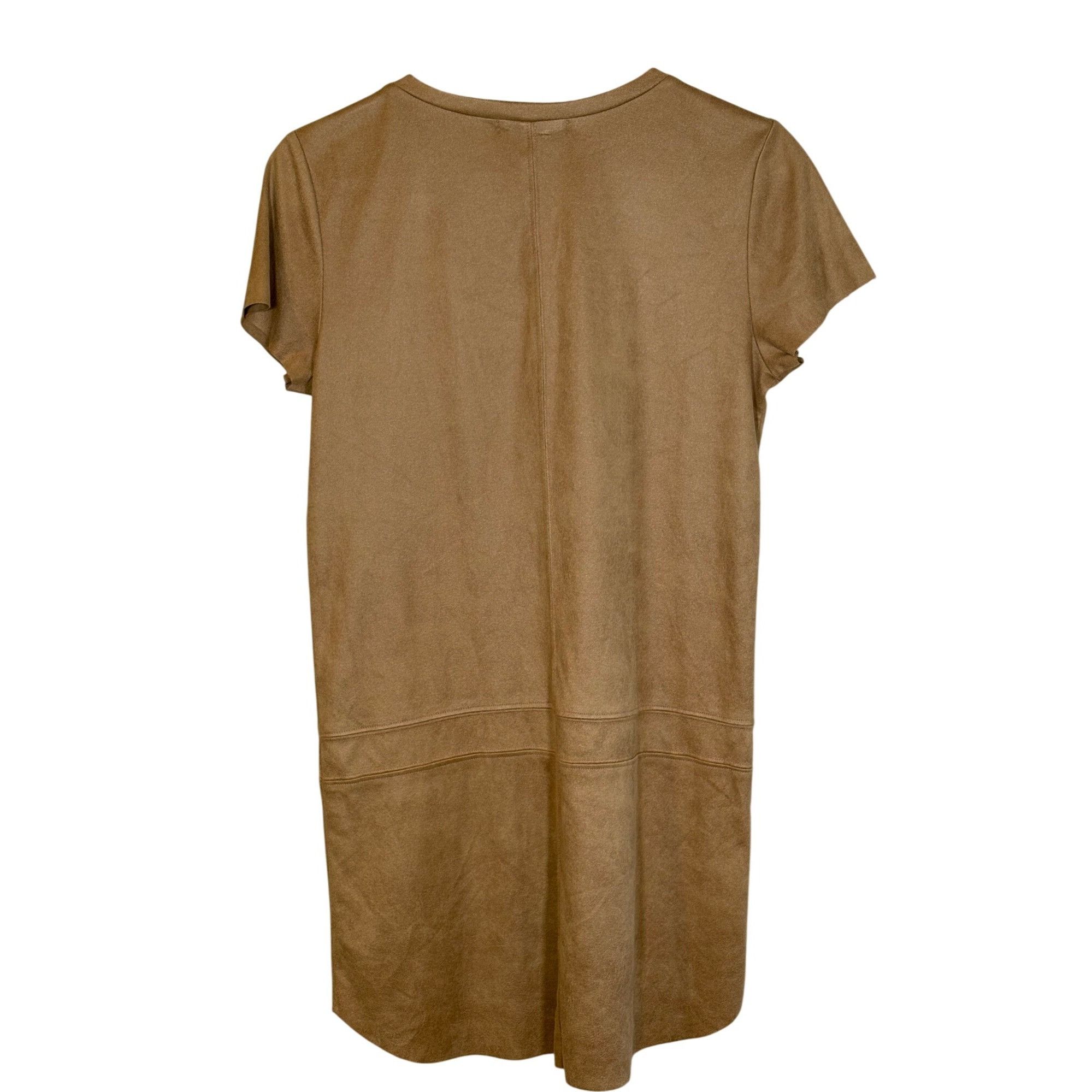 Other Lavender Brown Women Suede T-Shirt Dress Tan S Minimalist, Q Size S / US 4 / IT 40 - 4 Thumbnail