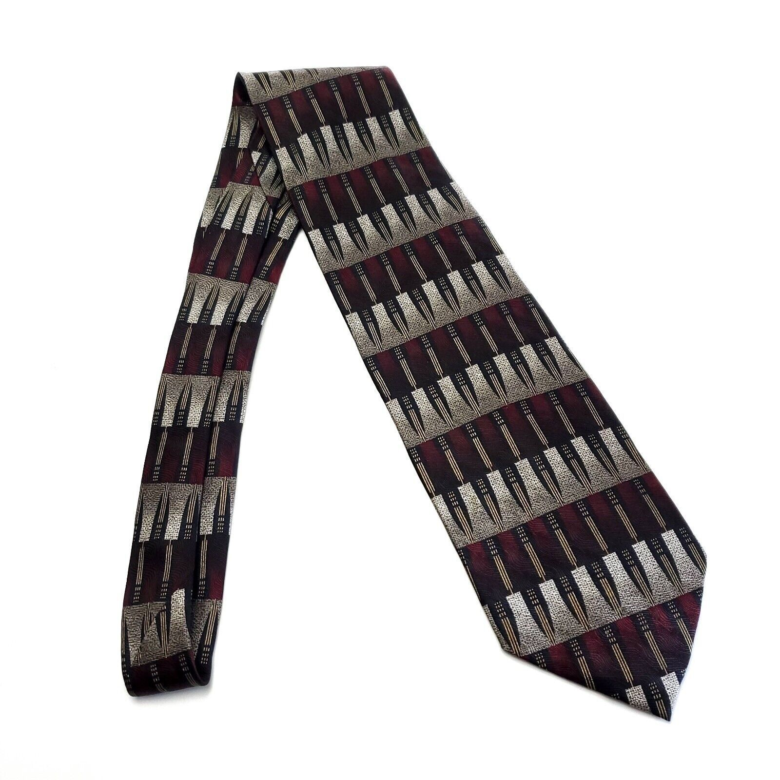 Designer Dimoggio Beige Red Jacquard Print Abstract Geometric Wide Si Size ONE SIZE - 6 Thumbnail