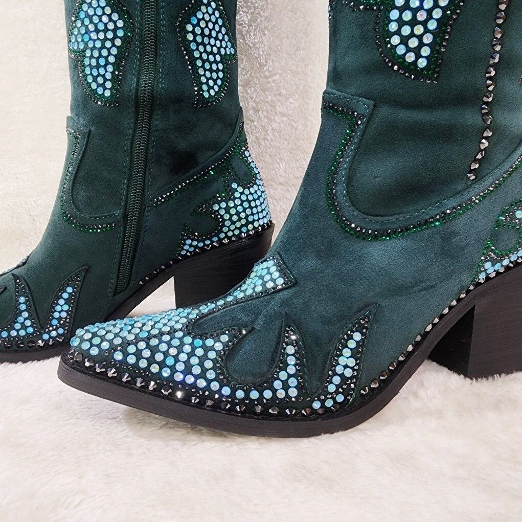Other Sparks Country Western Cowgirl Knee Boots Dazzleing Iridesce Size US 7.5 / IT 37.5 - 5 Thumbnail