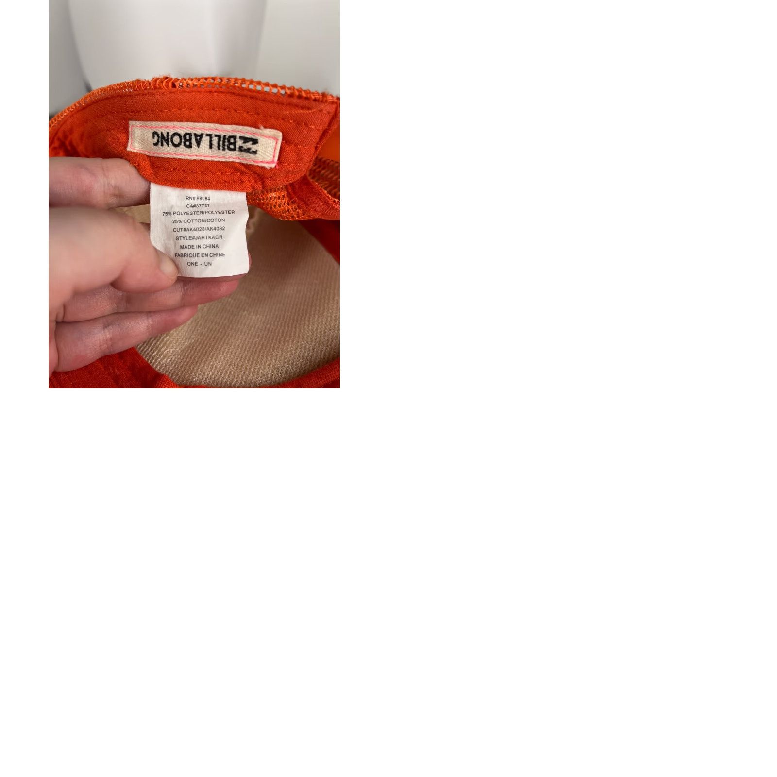 Billabong Billabong Hat Cap Snap Back Adult One Size Orange White Trucker Florida Beach Size ONE SIZE - 9 Thumbnail
