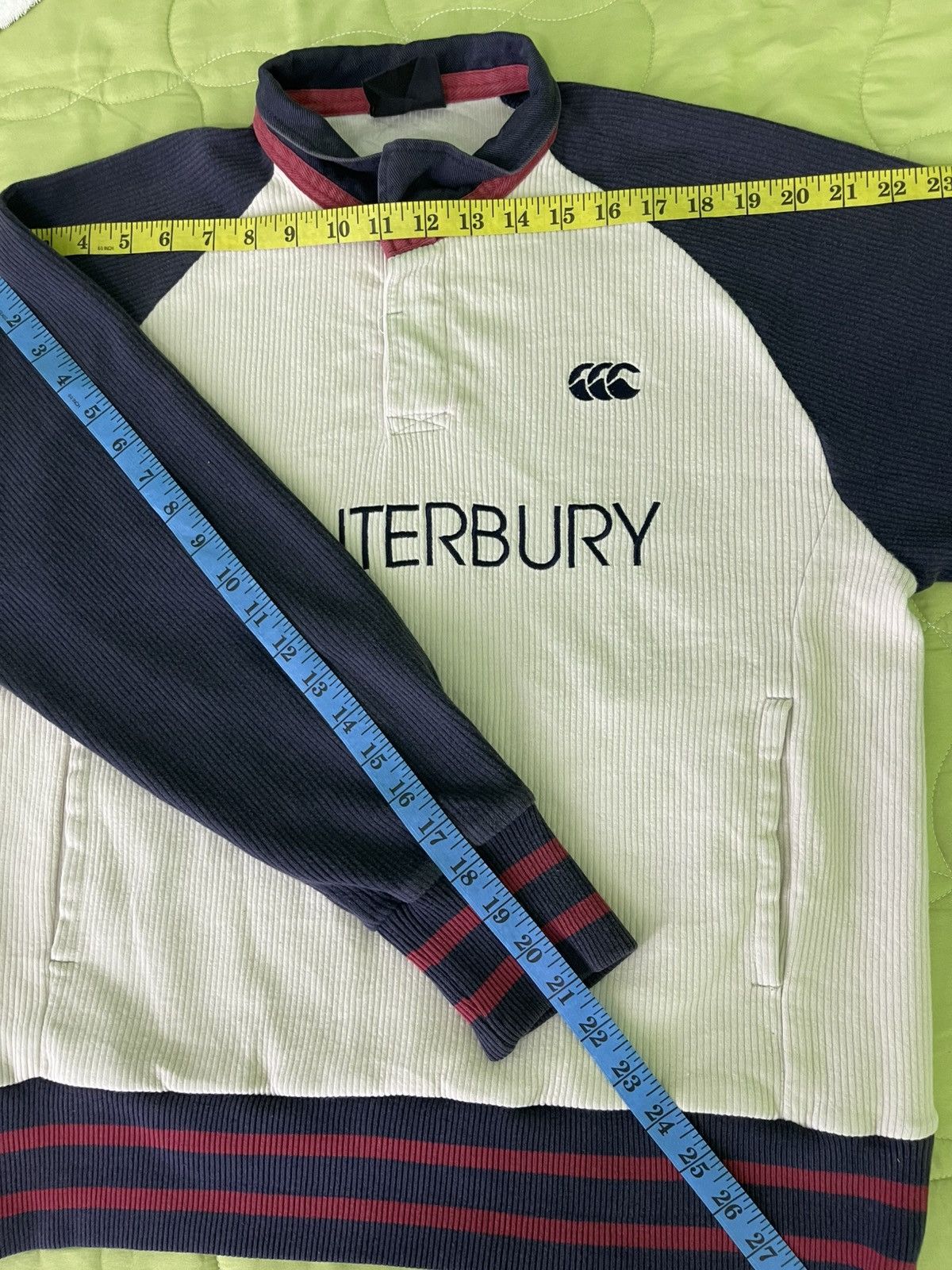 Canterbury of New Zealand Vintage 90's Canterbury Rugby Corduroy Red Trim Sweatshirt Size US M / EU 48-50 / 2 - 13 Thumbnail