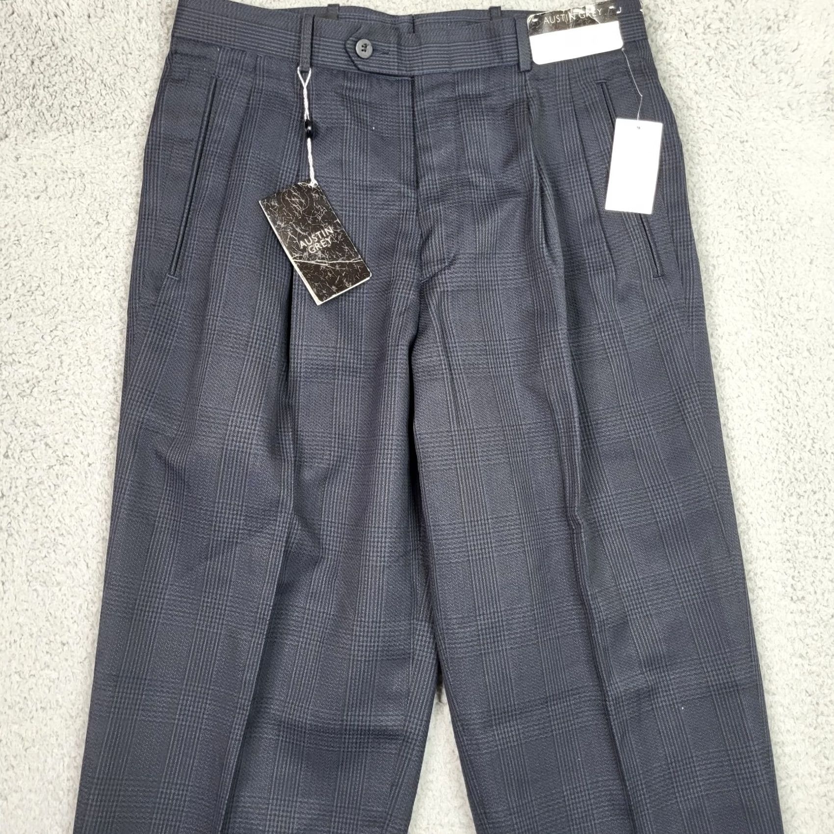 Vintage AUSTIN GREY Blue Plaid Dress Pants Men 32x30 Slim Straight Regular Rise Mid 10-12 Adjustable Waist Nyl/Poly Dry Clean Only Vintage No Size US 32 / EU 48 - 7 Thumbnail