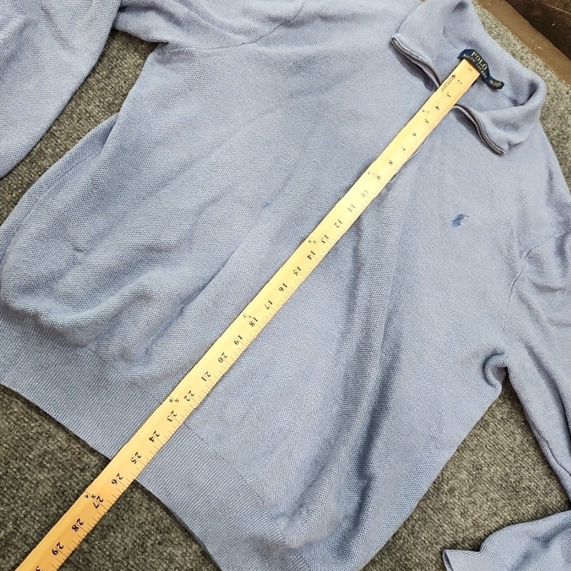 Ralph Lauren Ralph Lauren Polo Pullover Jumper 2XL Men's Powder Blue Pima Cotton Quarter Zip Knit Long Sleeve Collared Solid Vintage No Size US XXL / EU 58 / 5 - 7 Thumbnail