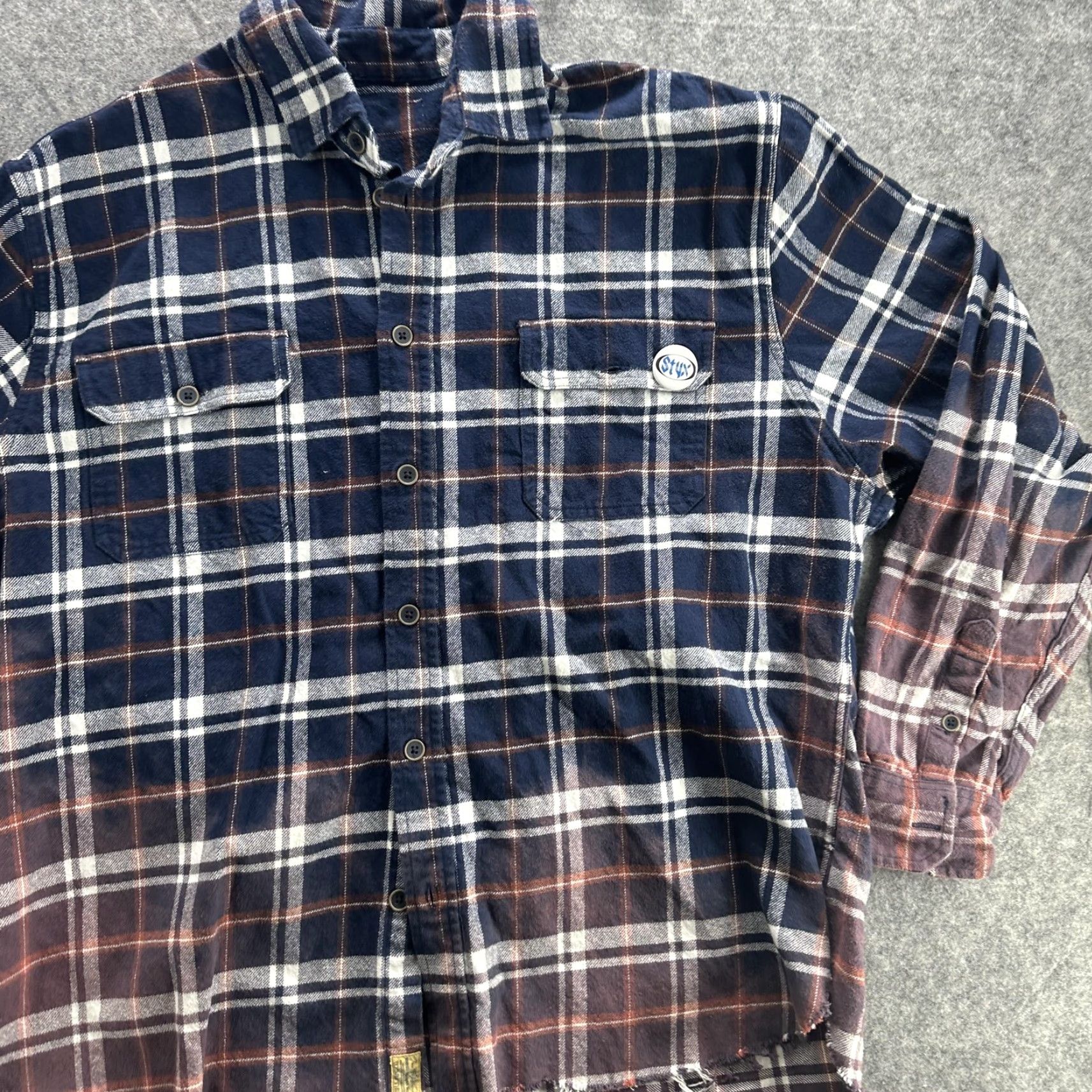 VINTAGE Styx Band Shirt Men's Large Flannel Plaid Distressed 70s Rock Tour Retro Music