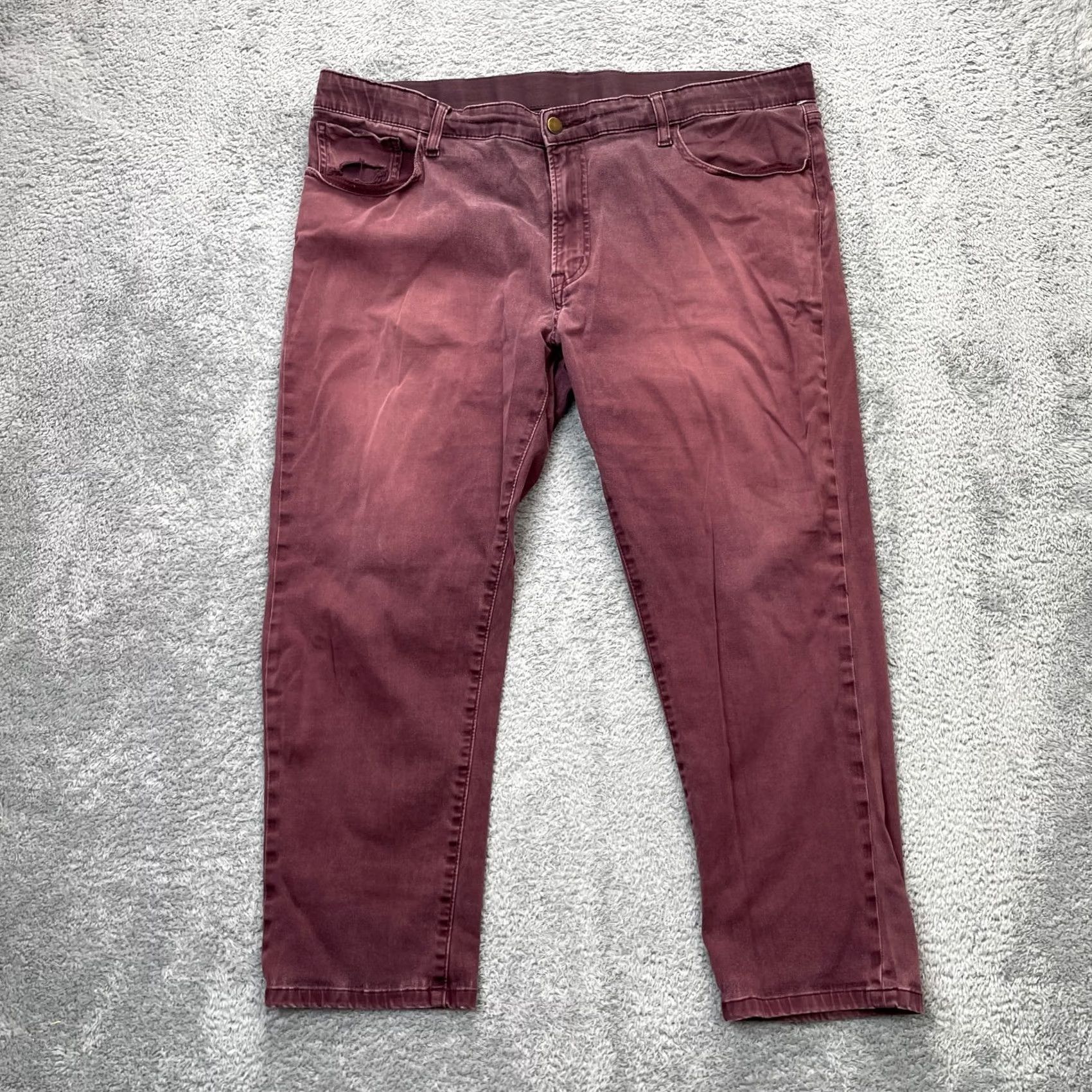Uniqlo Uniqlo Pants Mens XL Red Ankle Cropped Cotton Stretch Straight Leg 5-Pocket Design Button Zipper Front Flat Front Wear Casual Workwear City Preppy Size US 36 / EU 52 - 2 Thumbnail