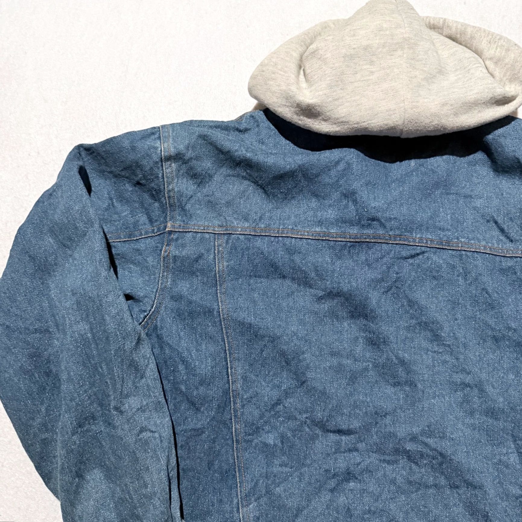 Denime VINTAGE Todays News Jacket Mens Large Hooded Denim Trucker Blue Pockets Button 90s Retro Casual Size US L / EU 52-54 / 3 - 6 Thumbnail