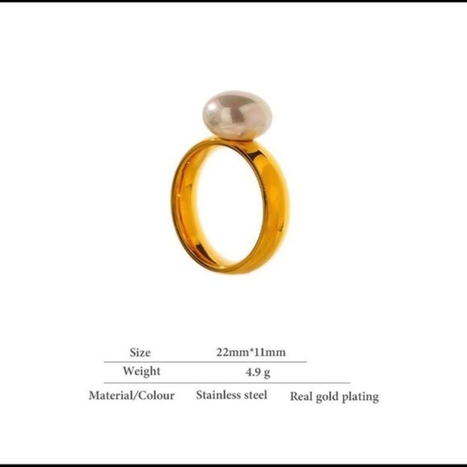 Other New 18k Gold Pearl Ring 6, 7, 8 Size ONE SIZE - 6 Thumbnail