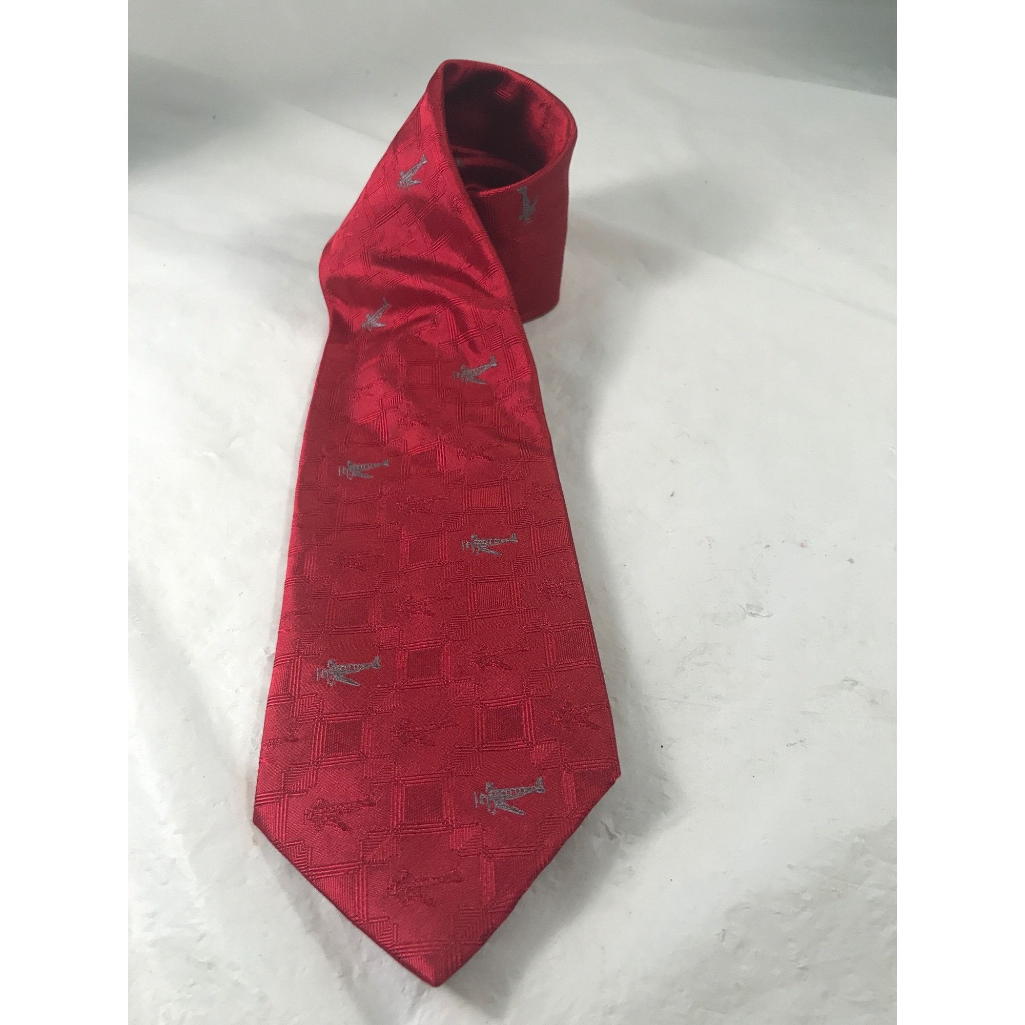 Other Düsseldorf International Reine Seide Red With Airplanes Tie Size ONE SIZE - 1 Thumbnail