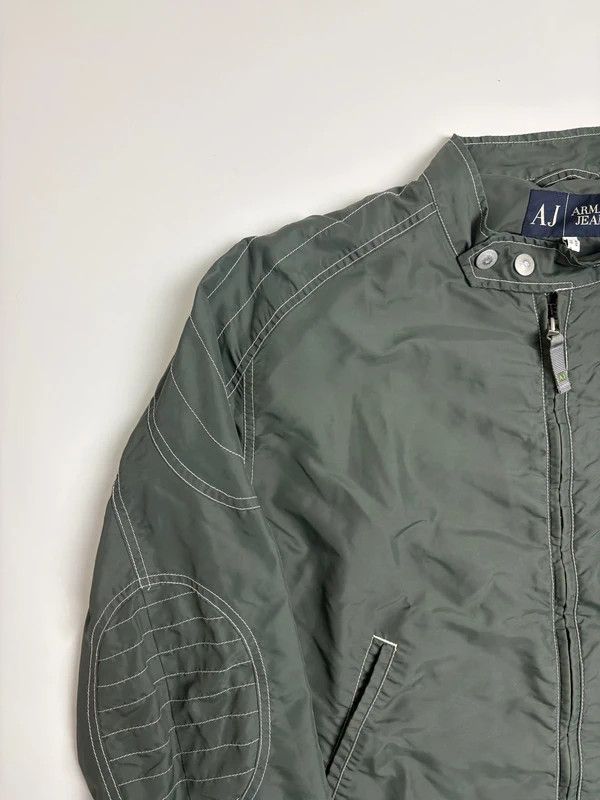 Emporio Armani Vintage Armani Jeans Olive Nylon Moto Jacket Size US L / EU 52-54 / 3 - 5 Thumbnail