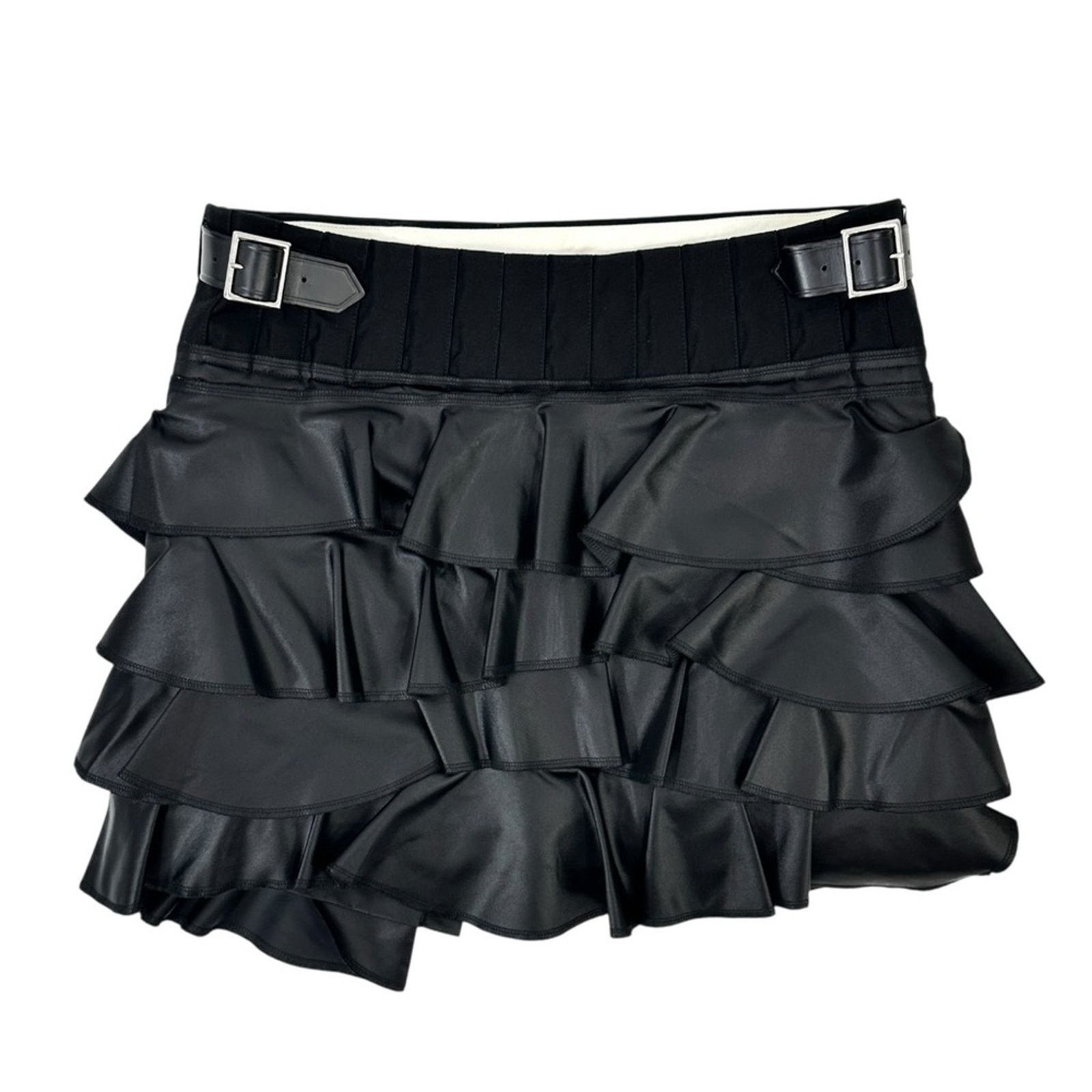 Comme des Garcons RARE FW 2010 Black Wrap Front Belted Layered Mini Skirt Size 33" - 2 Thumbnail