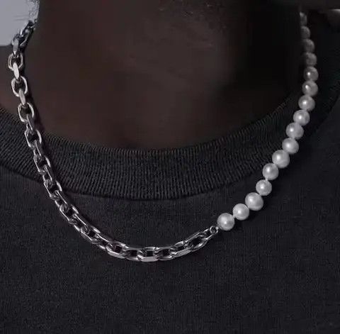 Japanese Brand × Vintage Unisex punk chain pearl necklace trendy jewelry Size ONE SIZE - 2 Thumbnail