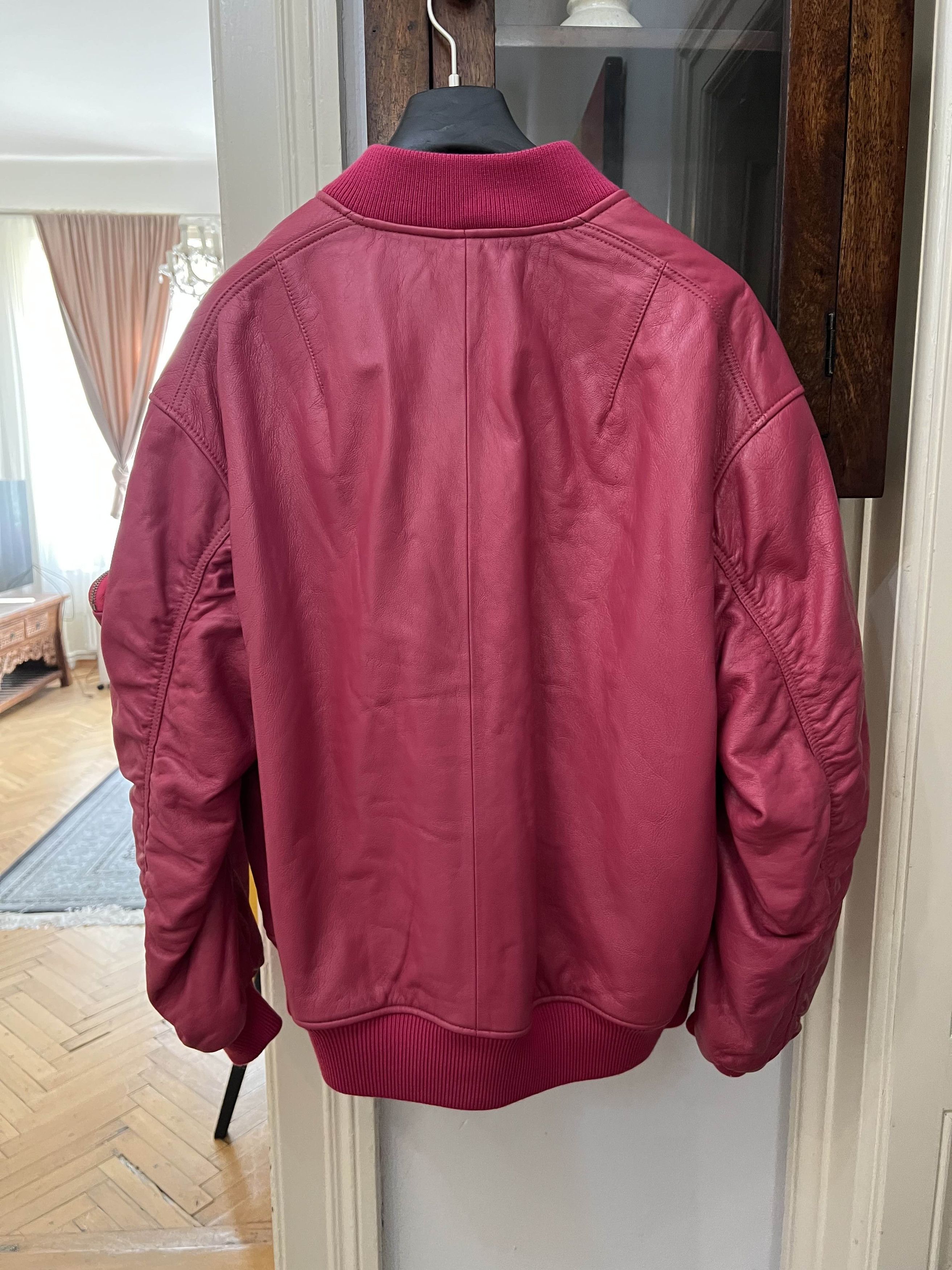Prada Prada Pink Leather Bomber Jacket Size US L / EU 52-54 / 3 - 3 Thumbnail