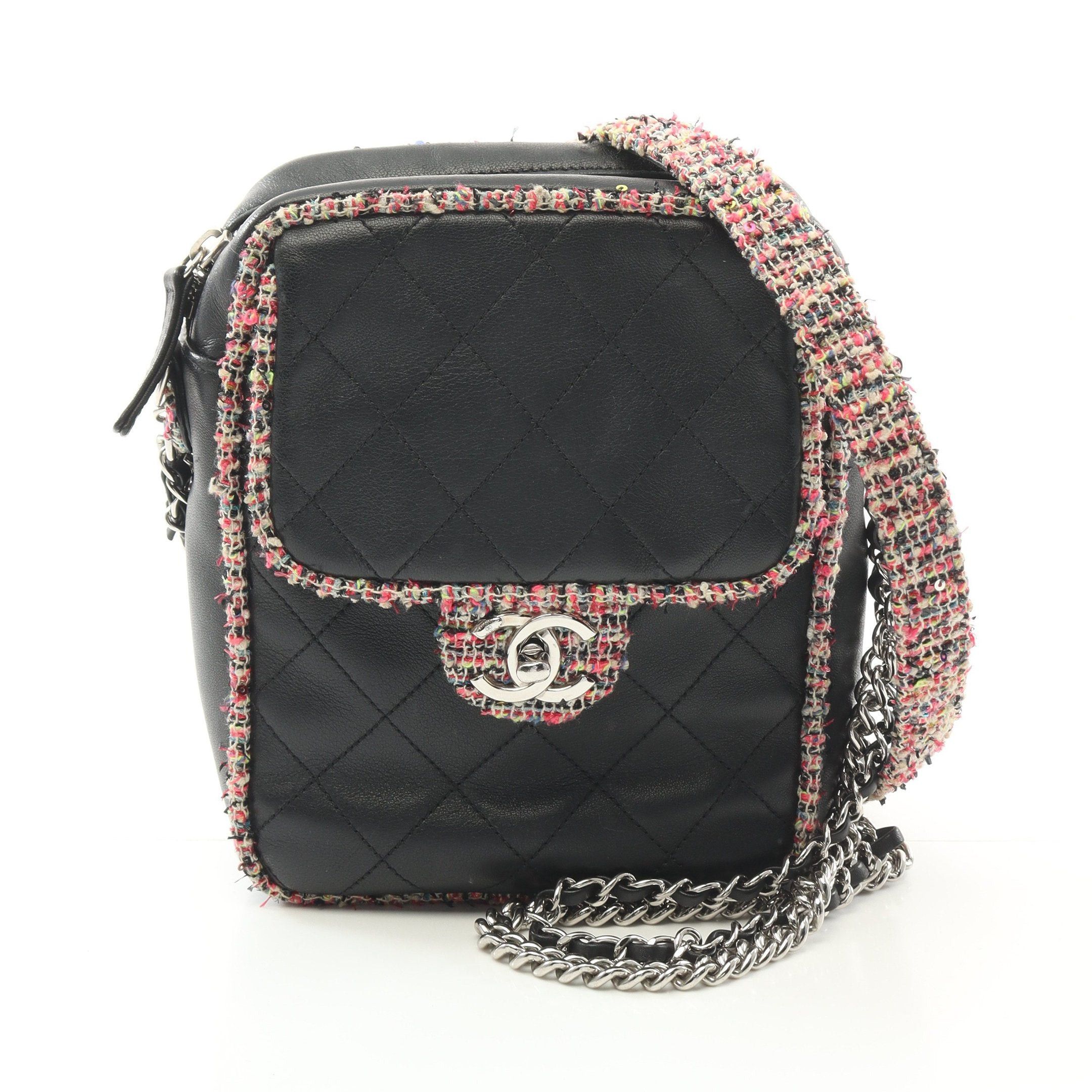 Chanel Chanel Matelasse Chain Shoulder Bag Lambskin Tweed Black Multicolor Silver Hardware Size ONE SIZE - 1 Thumbnail