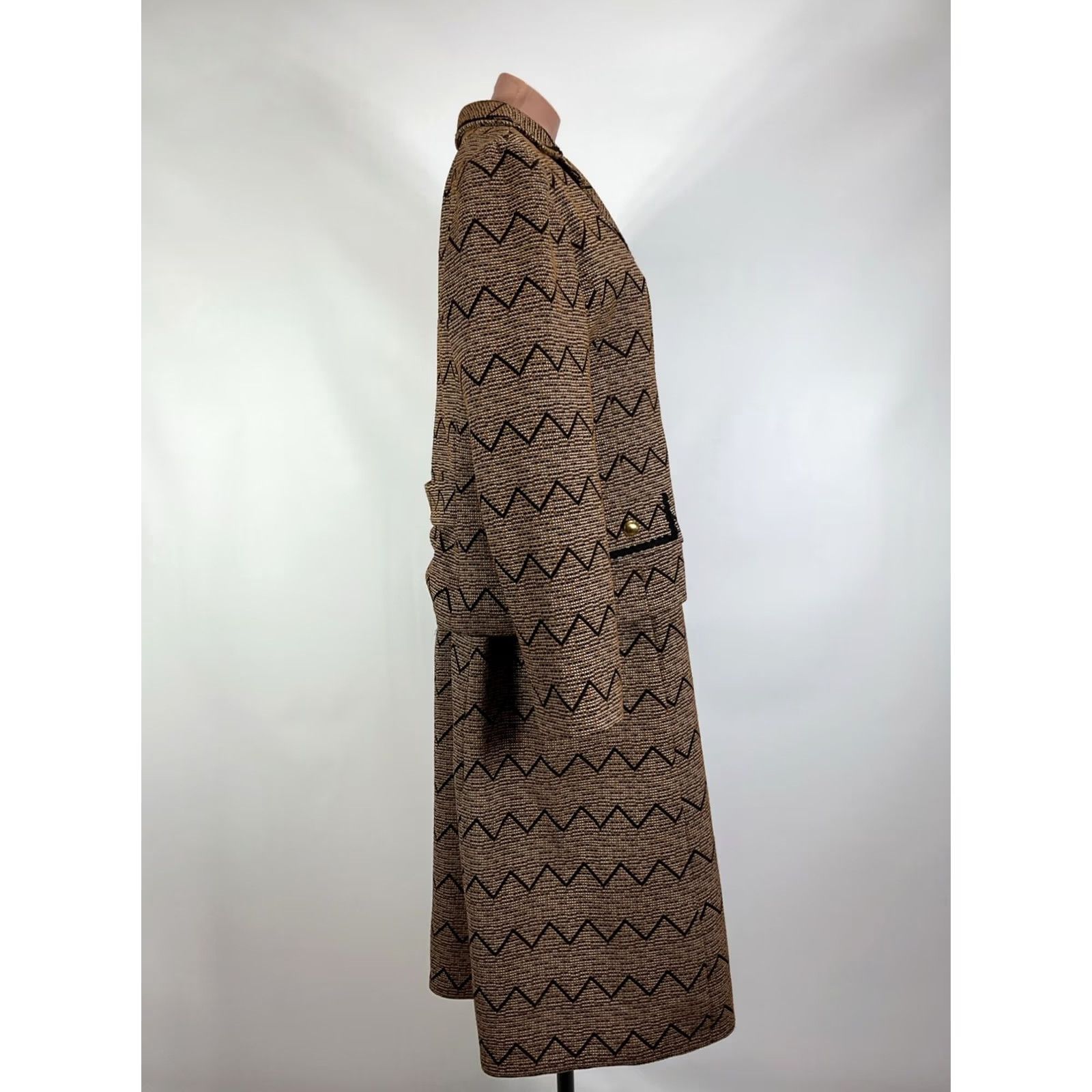 Vintage VINTAGE 50S MOD CHEVRON TWEED JACKET A LINE DRESS SUIT PLUS sz 20 UnionMade Brown Acrylic Blend Art Deco Womens 1940s Size 3XL / US 20-22 - 7 Thumbnail