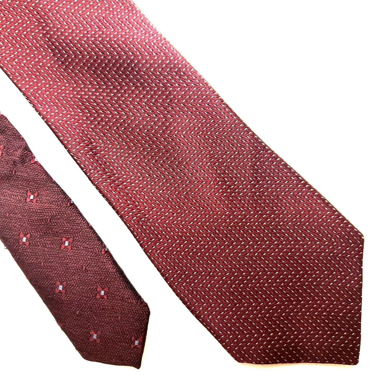 Jhane Barnes Jhane Barnes Silk Tie Red Woven Geometric Skinny Size ONE SIZE - 1 Thumbnail