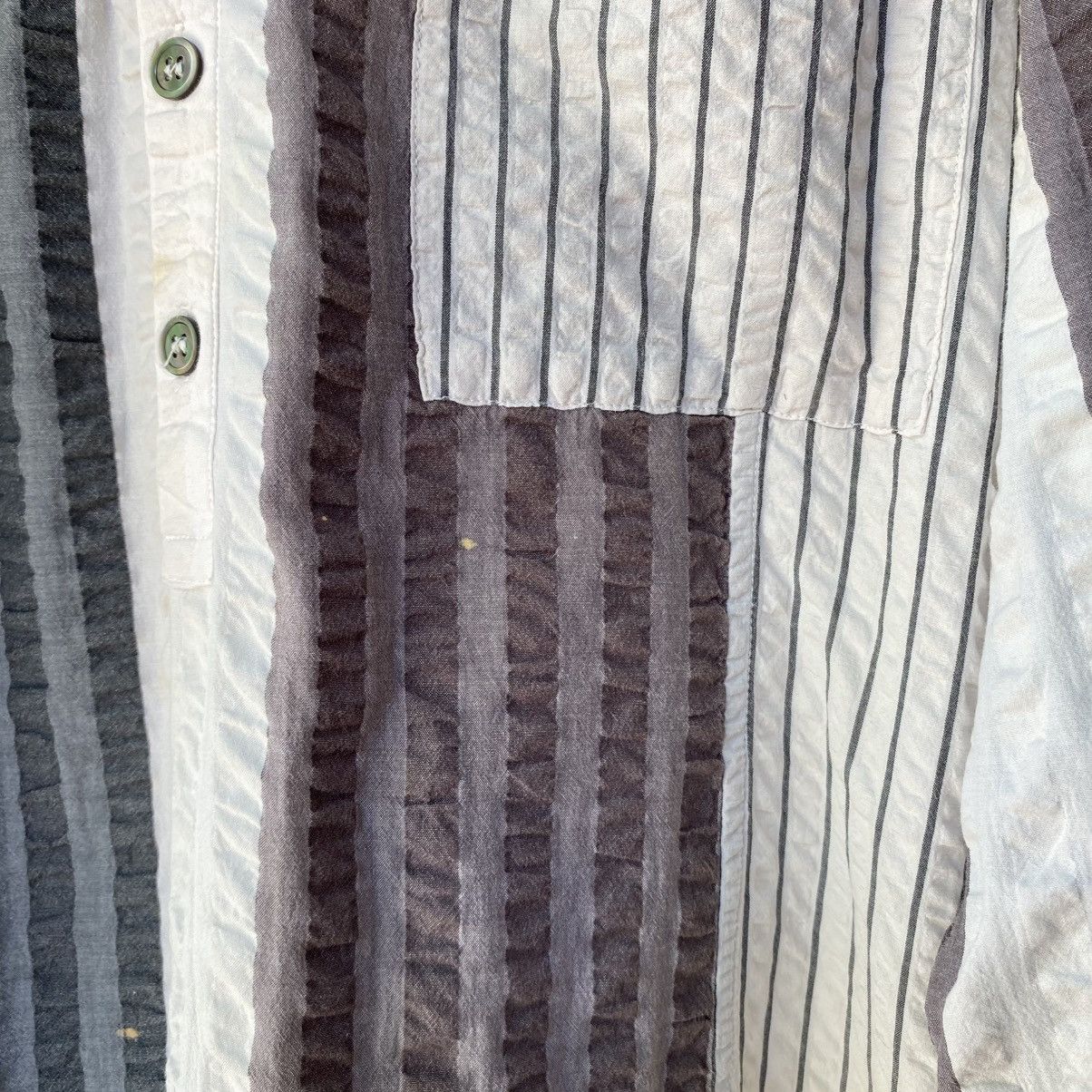 Y's Y's for living Striped Cotton Grandad Shirt Size US XL / EU 56 / 4 - 9 Thumbnail