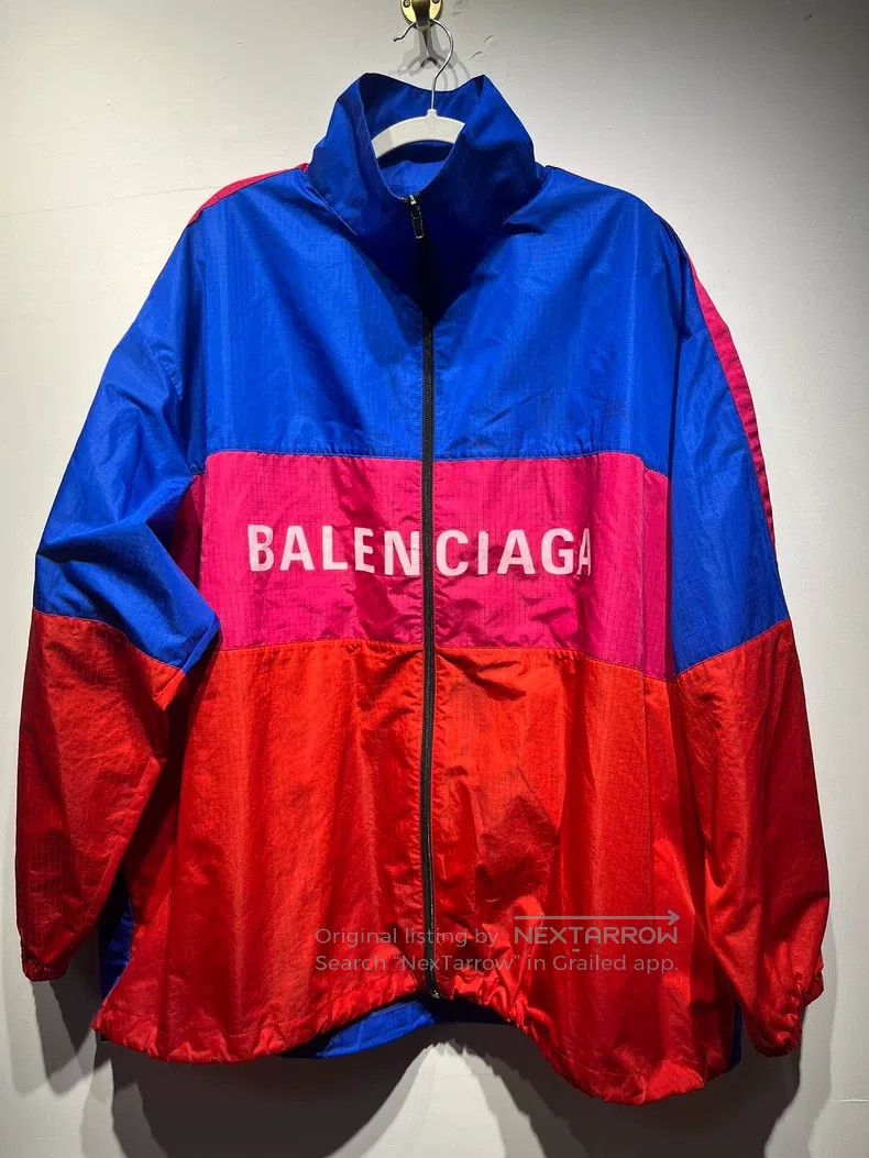 Balenciaga Balenciaga Color matching blue-red chest letter zipper jac Size XXS / US 00 / IT 34 - 1 Thumbnail