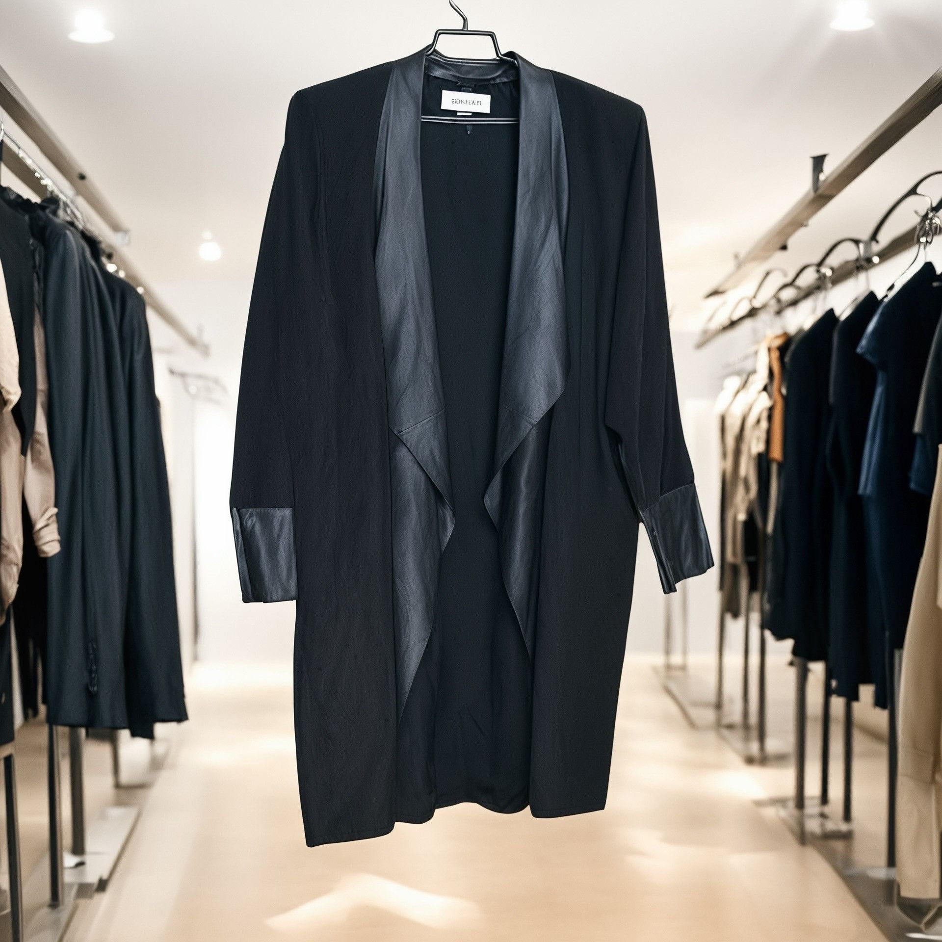 Calvin Klein Calvin Klein Womens Black Open-Front Cardigan Jacket With Fa Size XXL / US 16-18 / IT 52-54 - 1 Thumbnail