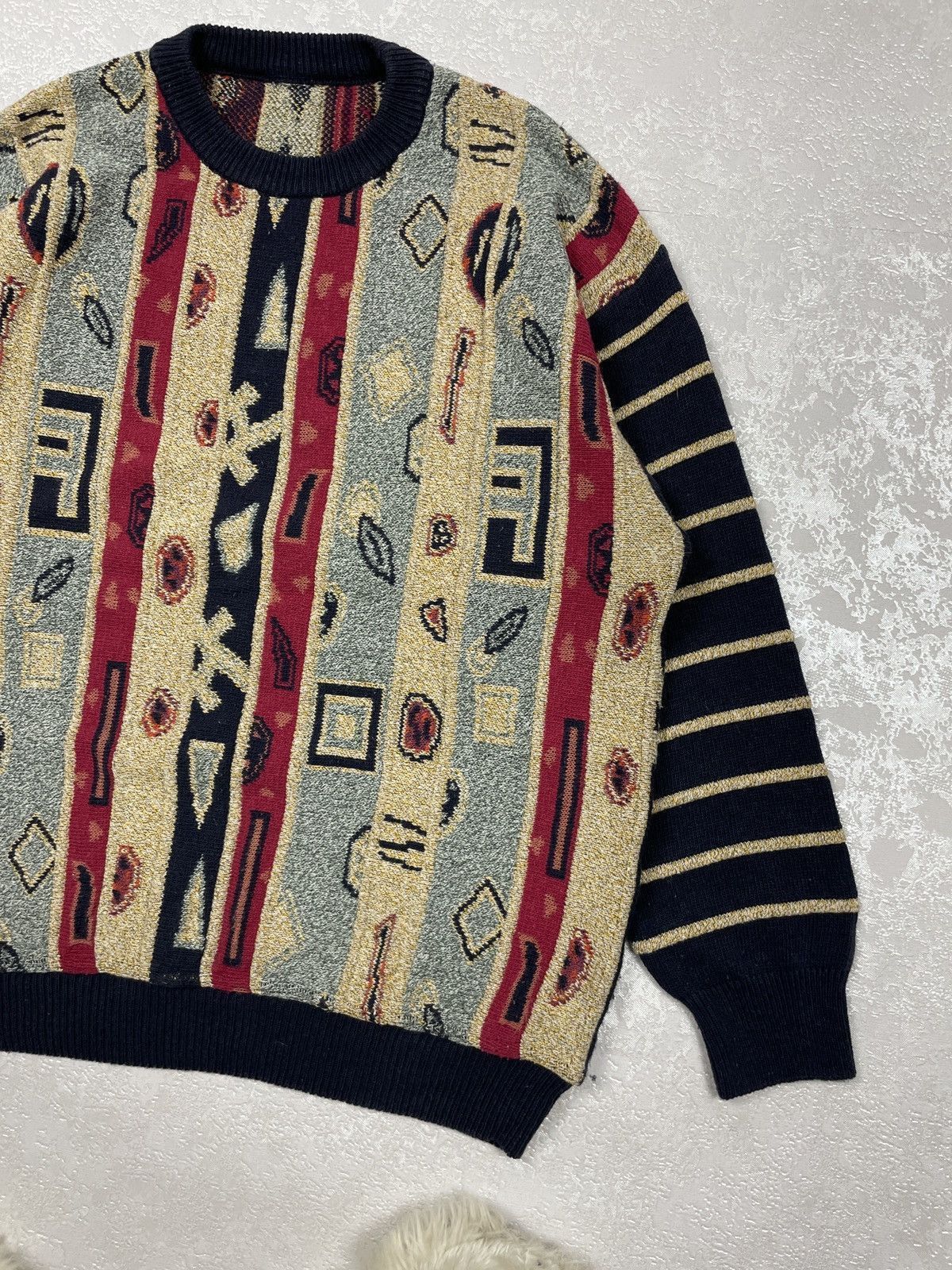 Coogi Vintage 90s 3D Coogi Style Coloured Cable Knit Sweater Size US L / EU 52-54 / 3 - 3 Thumbnail