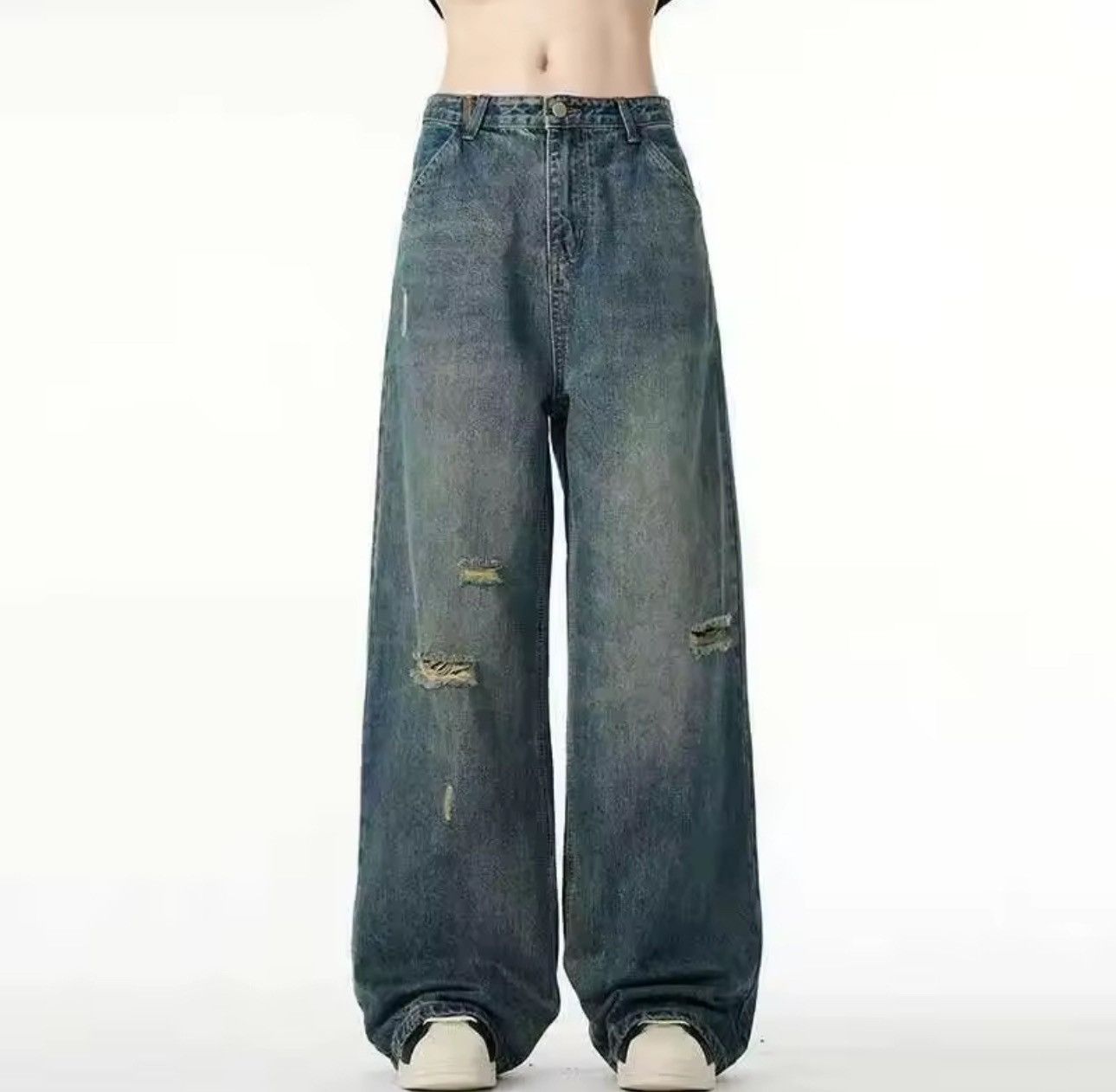 Jean Vintage Retro Distressed Casual Baggy Straight Jeans Size US 32 / EU 48 - 4 Thumbnail