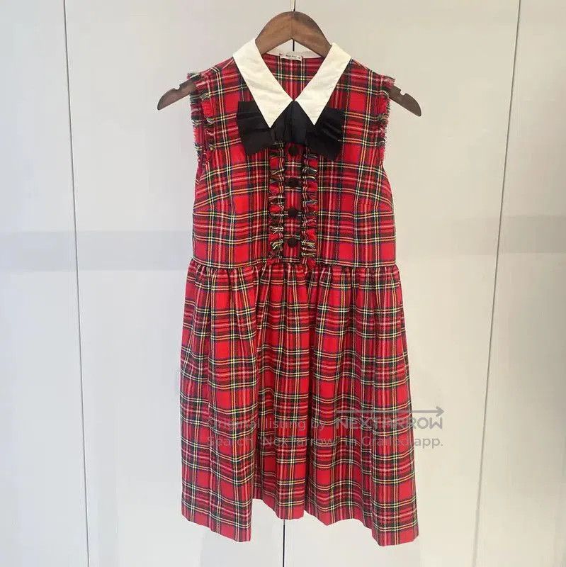 Miu Miu Miu Miu Red Wool Dress with Bow Detail . Size XS / US 0-2 / IT 36-38 - 1 Thumbnail