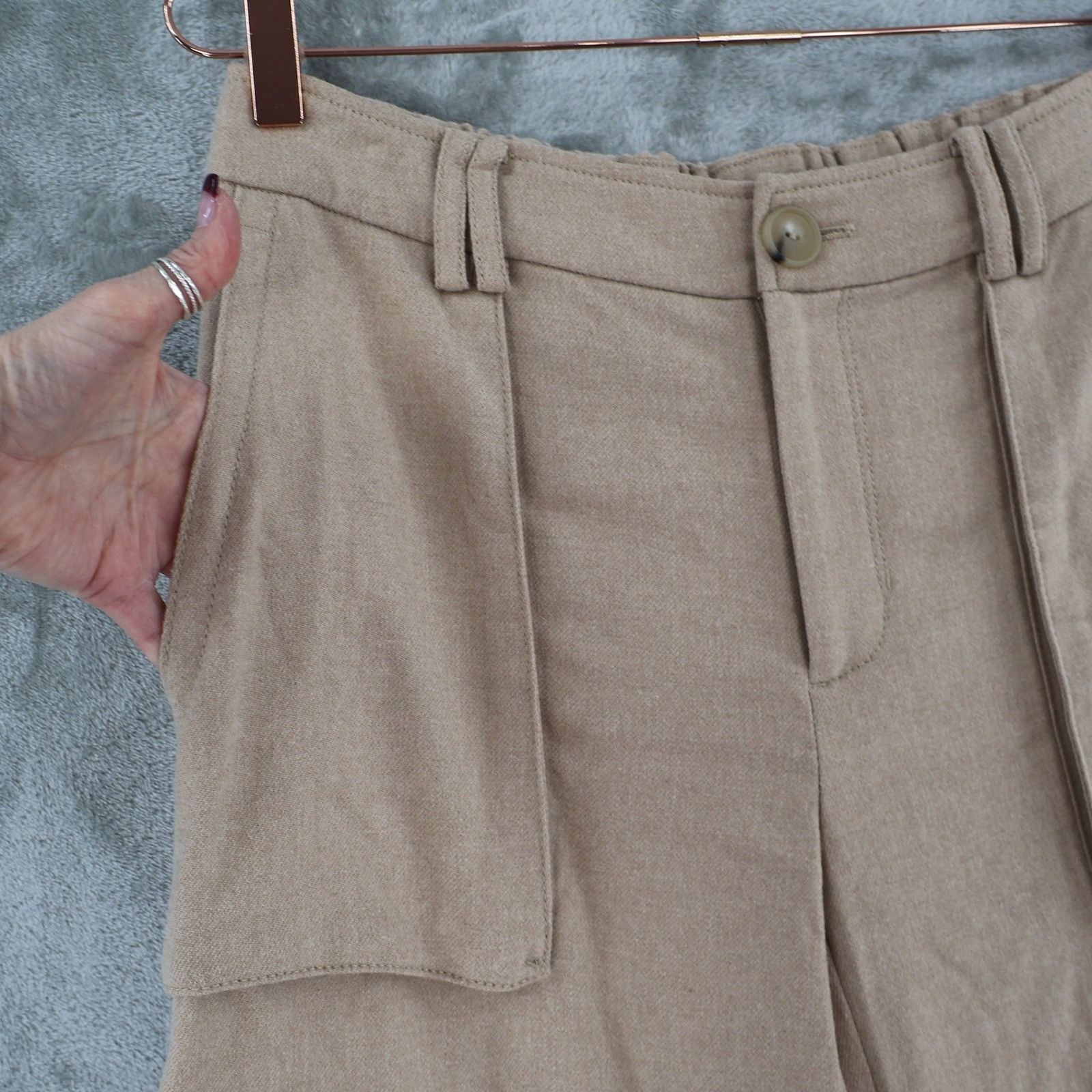 Vince Vince Wide Leg Cargo Pant Women 12 Tan Utility HighRise Wool Size 34" / US 12 / IT 48 - 4 Thumbnail