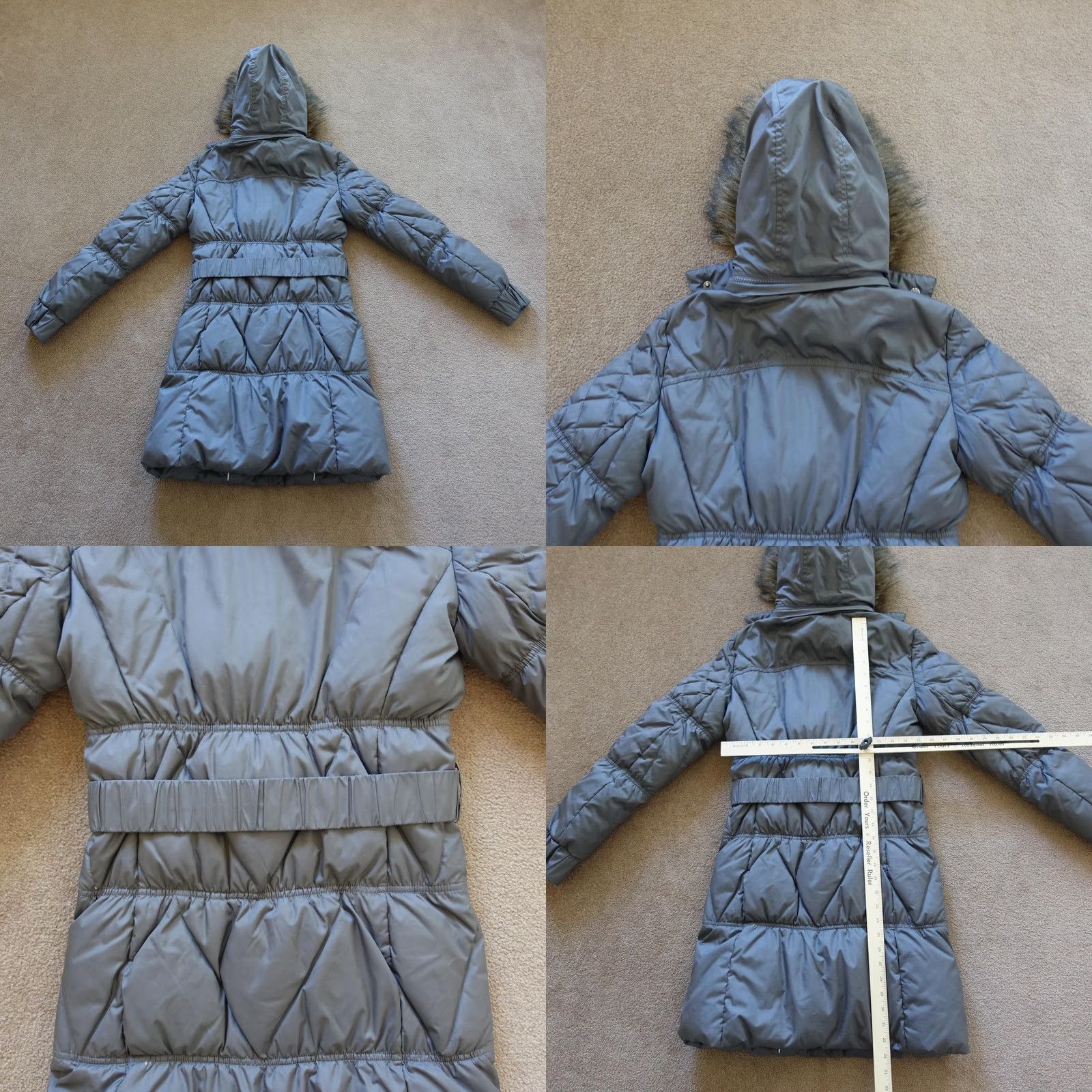 Esprit VINTAGE Esprit Coat Womens 4 Gray Down Puffer Hooded Faux Fur Belt Long Quilted Size S / US 4 / IT 40 - 8 Thumbnail