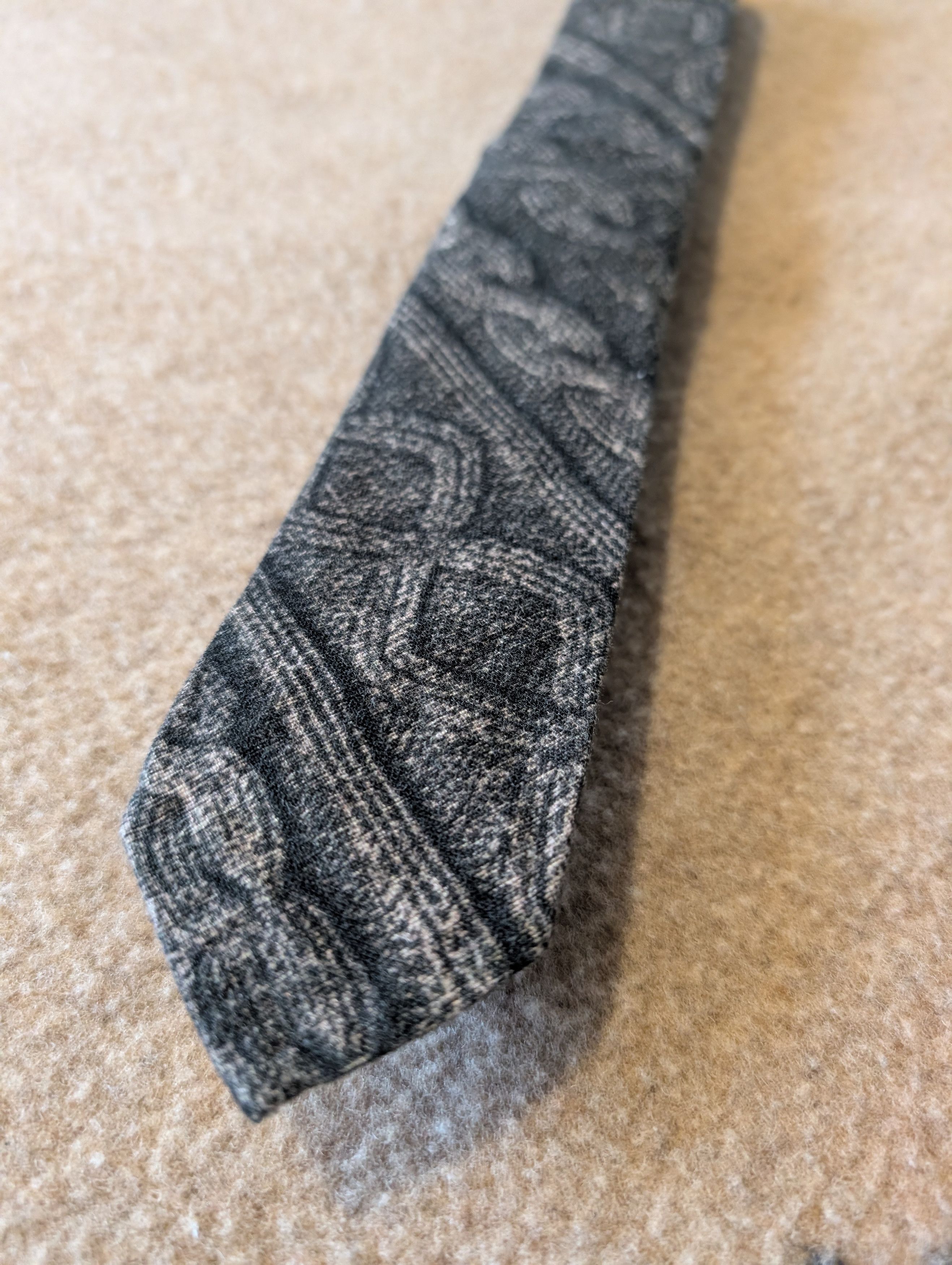 Gitman Bros. Vintage Cable Knit Printed Tie Skinny 58 X 2.25 Grey Made In USA Size ONE SIZE - 7 Thumbnail