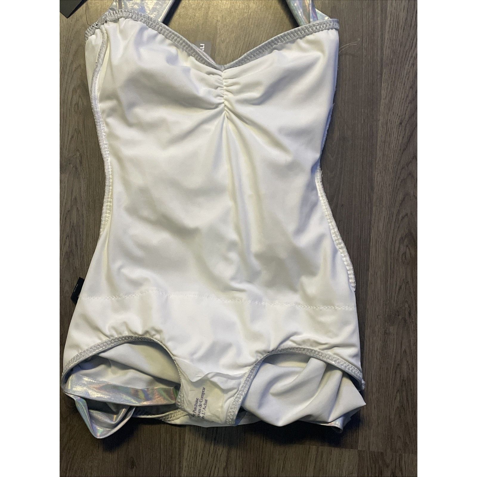 Norma Kamali Norma Kamali Bill Mio Swimsuit XS NWT Silver Iridescent Size ONE SIZE - 13 Thumbnail