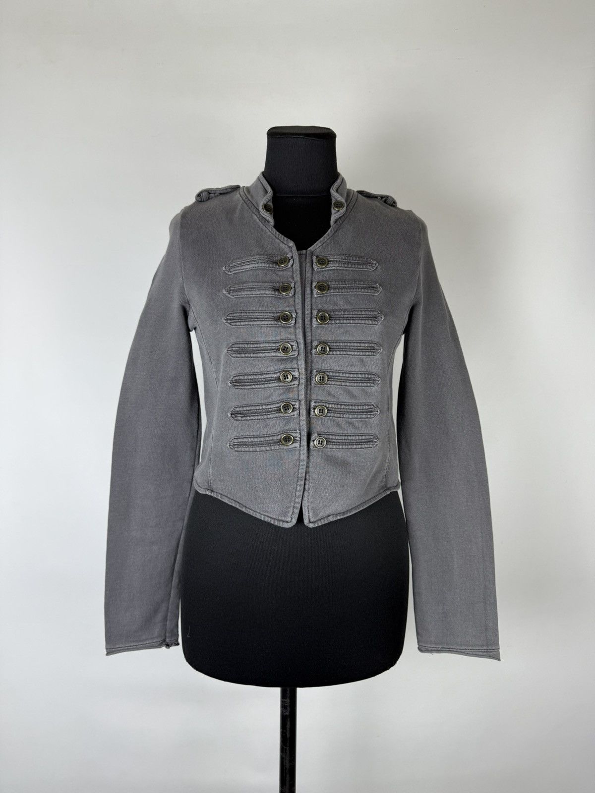 If Six Was Nine VNTG Napoleon Button Cropped Washed Officer Jacket Lgb Size S / US 4 / IT 40 - 3 Thumbnail