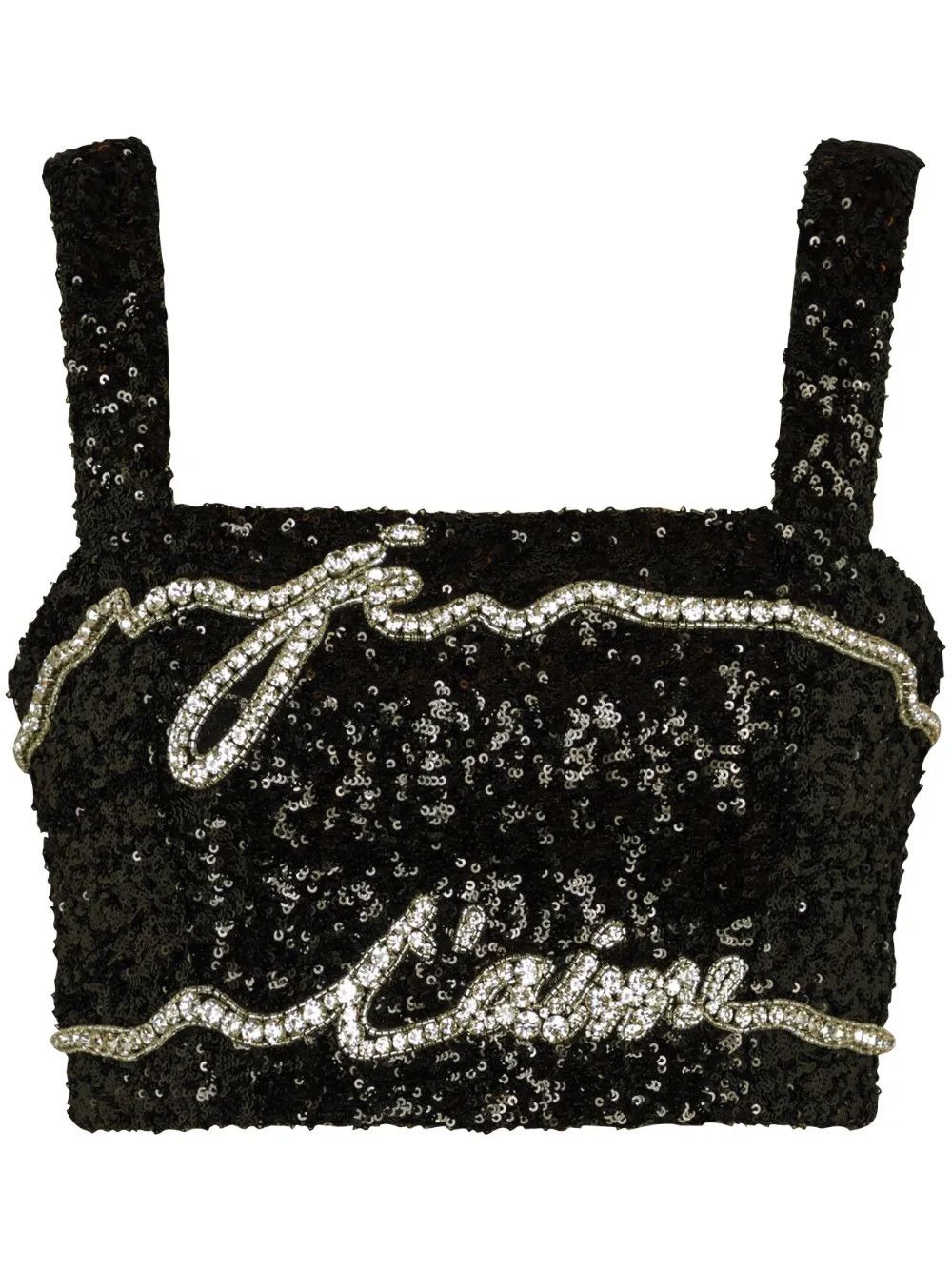 Balmain o1s1wg111225 Sequinned Cropped Top in Black Size S / US 4 / IT 40 - 1 Thumbnail