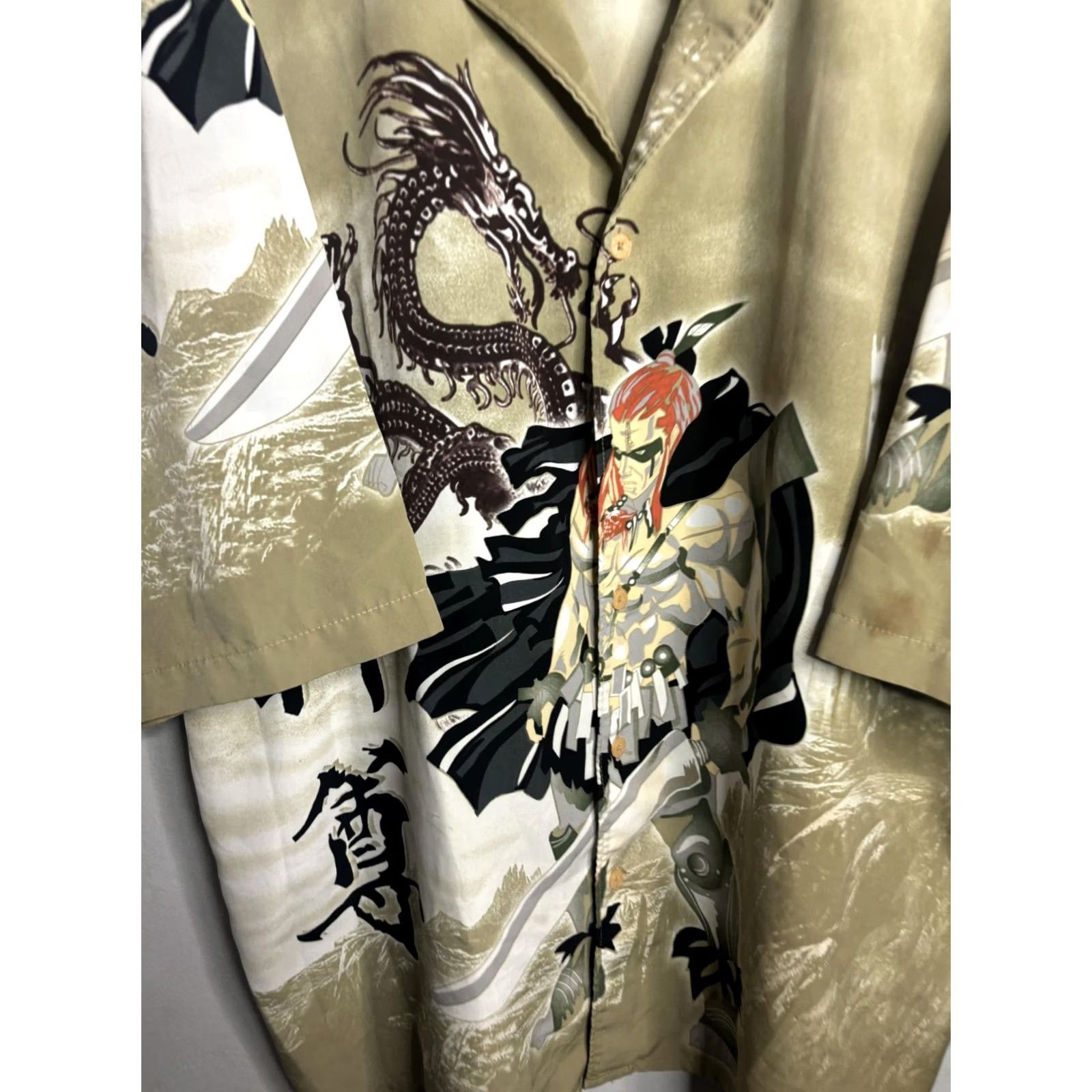 Vintage VINTAGE ZAM Collection Shirt Mens 2XL Samurai Dragon Graphic Beige Button Up Made Korea Size US XXL / EU 58 / 5 - 2 Thumbnail