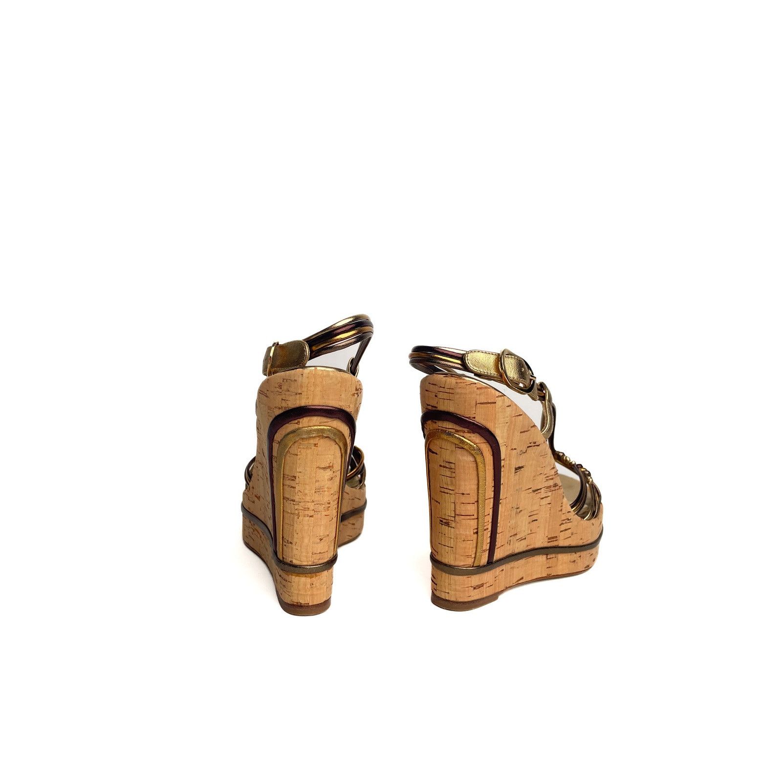 Dolce & Gabbana Gold Cork Wedges Size US 7 / IT 37 - 3 Thumbnail
