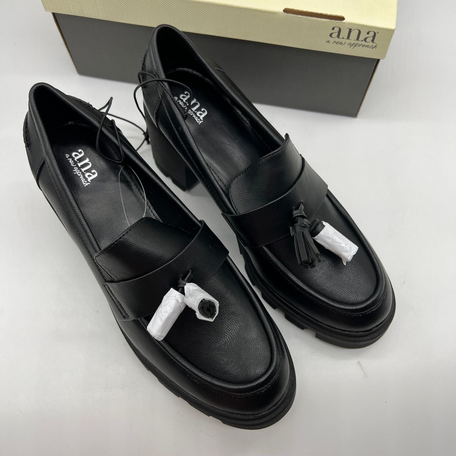 Other a.n.a Penny Loafers Black Chunky Block Heel A New Approach Size US 10 / IT 40 - 2 Thumbnail