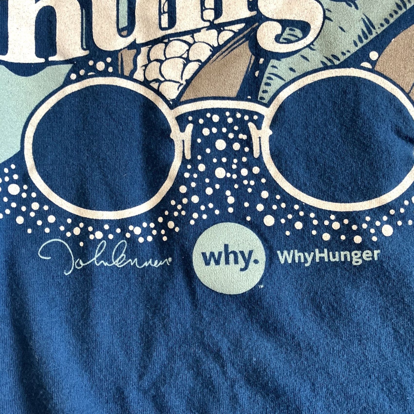 Vintage VINTAGE John Lennon T-Shirt Imagination There's No Hunger Why Hunger Official XL Blue Cotton Short Sleeve Crew Neck Mens Logo Graphic Print Size US XL / EU 56 / 4 - 3 Thumbnail
