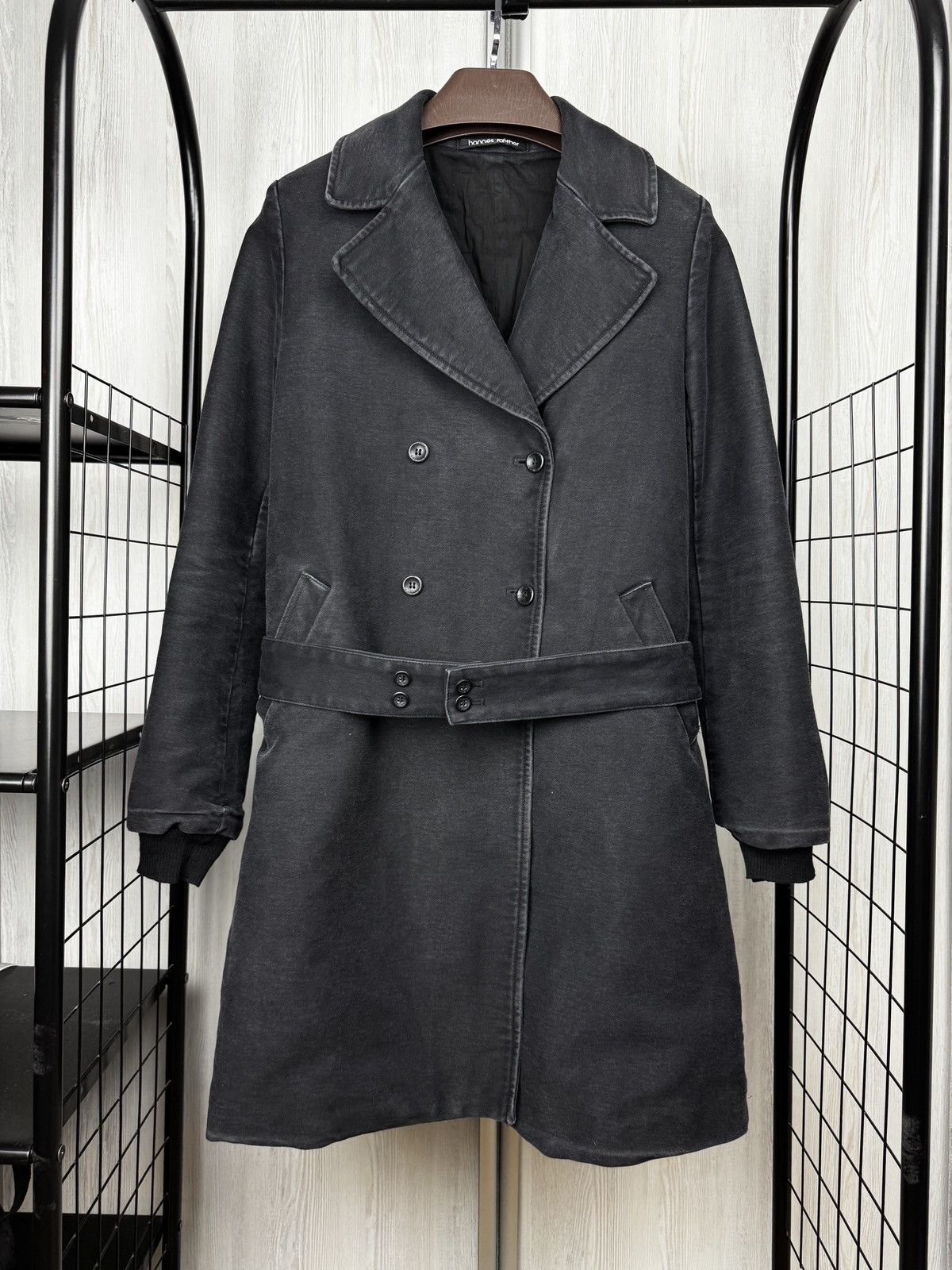 hannes roether hannes roether stone washed belted double-breasted coat sz S Size S / US 4 / IT 40 - 2 Thumbnail