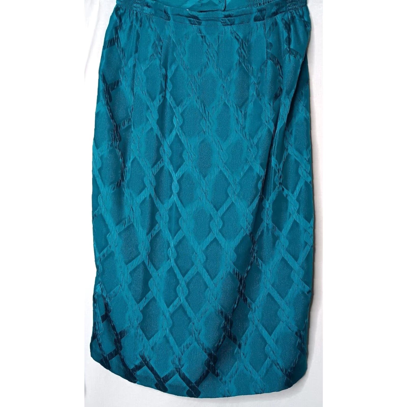 Vintage VINTAGE Anne Crimmins Umi Collections Skirt Suit Teal Silk 2 Piece Set Jacket, Skirt Womens Size 34" / US 12 / IT 48 - 4 Thumbnail