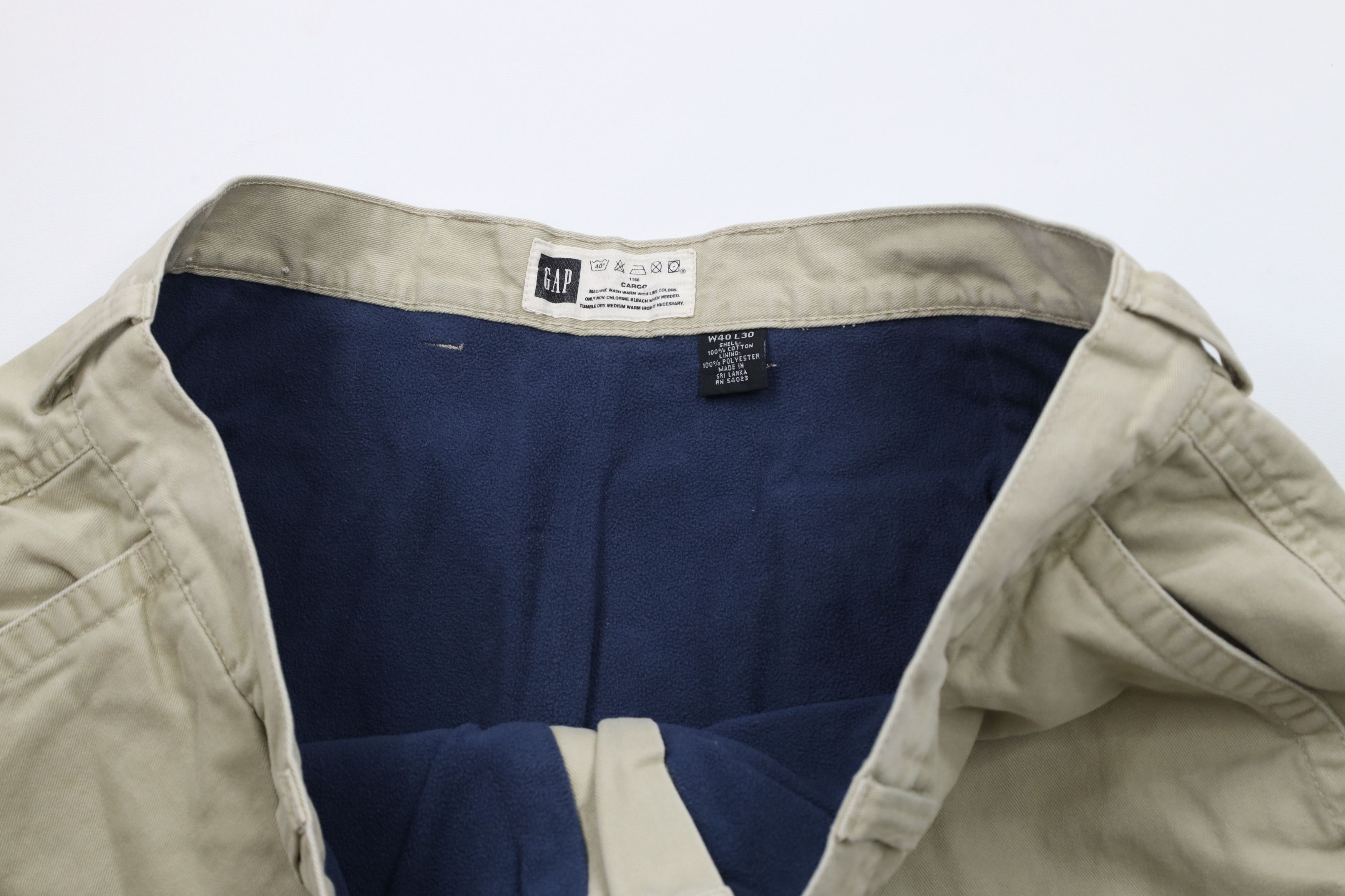 Gap × Vintage Vintage 90s Gap Lined Wide Leg Cargo Pants Beige Cotton Size US 40 / EU 56 - 6 Thumbnail
