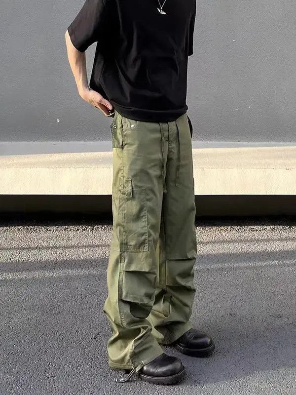 Japanese Brand × Vintage Street Style Green Paratrooper Straight Leg Cargo Pants Size US 32 / EU 48 - 2 Thumbnail