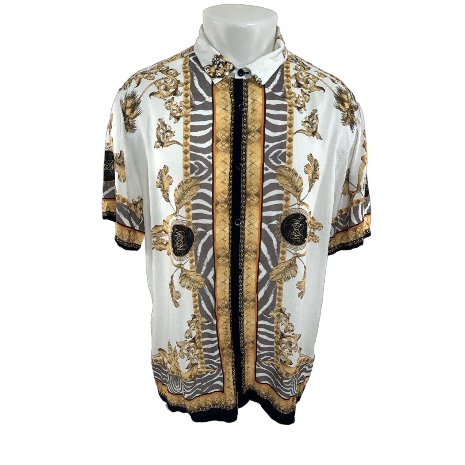 SikSilk SikSilk Baroque Pin Up Girls Mens XL Shirt Silk Button-Up Short Sleeve Multicolor Men’s Shirt Size US XL / EU 56 / 4 - 1 Thumbnail