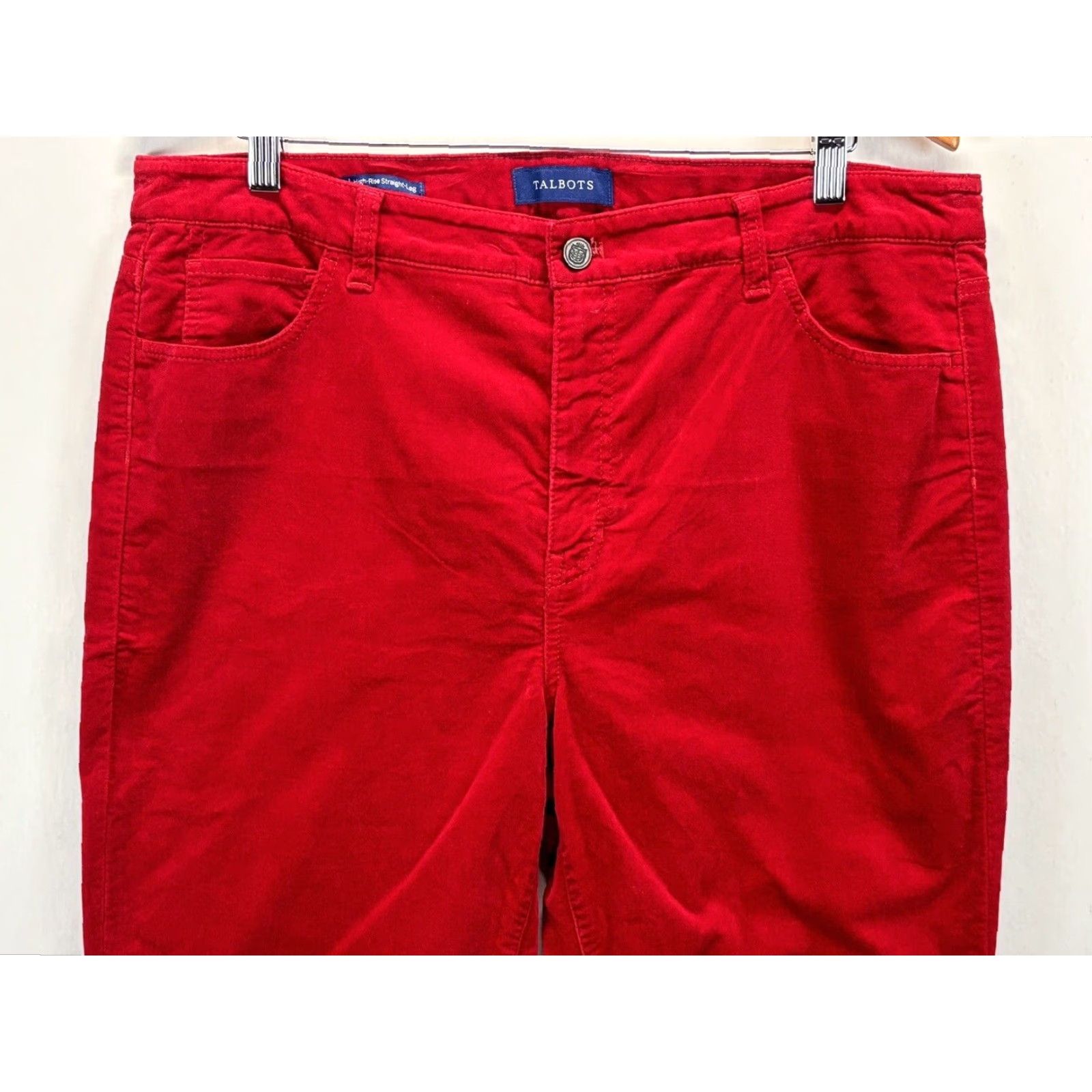 Talbots VINTAGE Talbots Velvet Pants Women’s Petites 16p High Rise Straight Leg Red Cotton Blend Casual Size 38" / US 16 / IT 52 - 2 Thumbnail