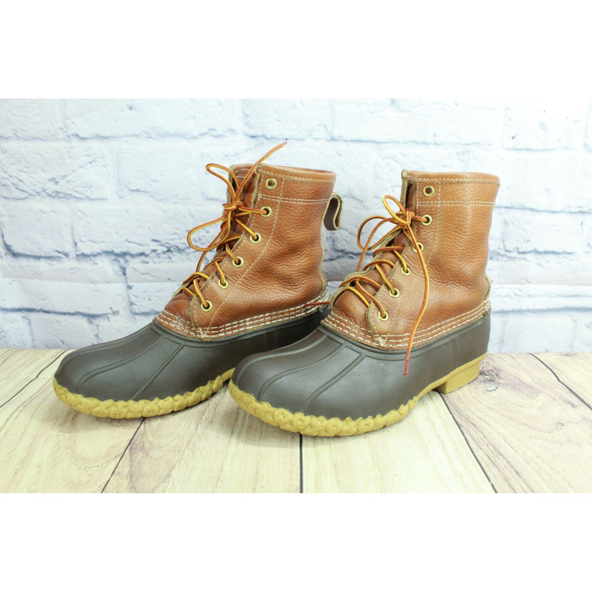 L.L. Bean × Leather LL Bean Women's Brown Lace Up Unlined Ankle Duck Boots Size US 9 / IT 39 - 2 Thumbnail