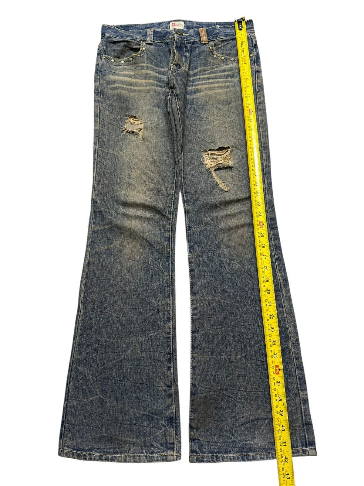 If Six Was Nine Vintage 90s Japanese Brand Honeycomb Distress Wide Leg Flare Size US 33 - 9 Thumbnail