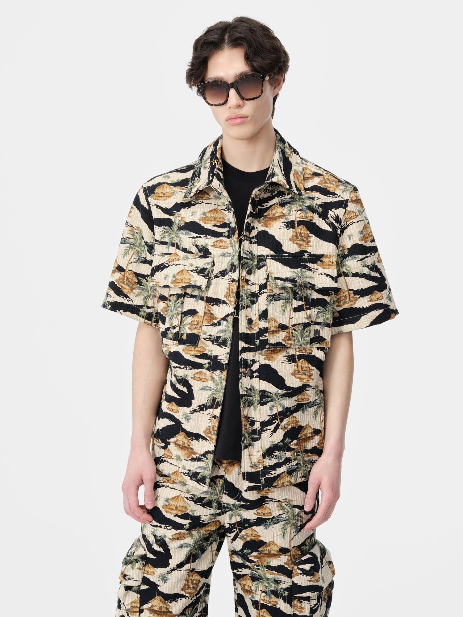 Amiri o1s1wg110725 Repeat Palm Camp Shirt in Multicolor Size US L / EU 52-54 / 3 - 3 Thumbnail