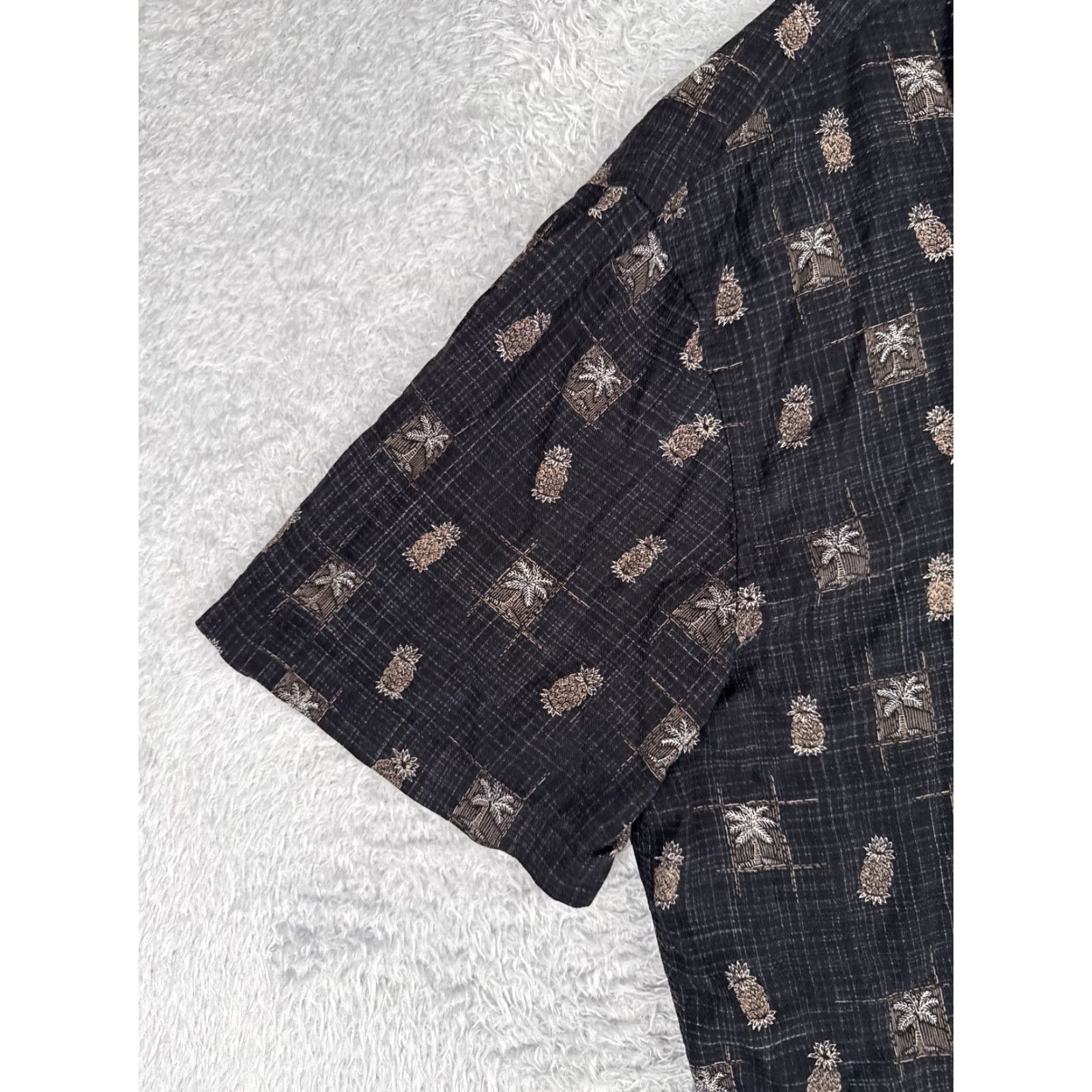 Vintage Island Shores Shirt Men Large Black Palm Pineapple Hawaiian Rayon Short Sleeve Size US L / EU 52-54 / 3 - 3 Thumbnail