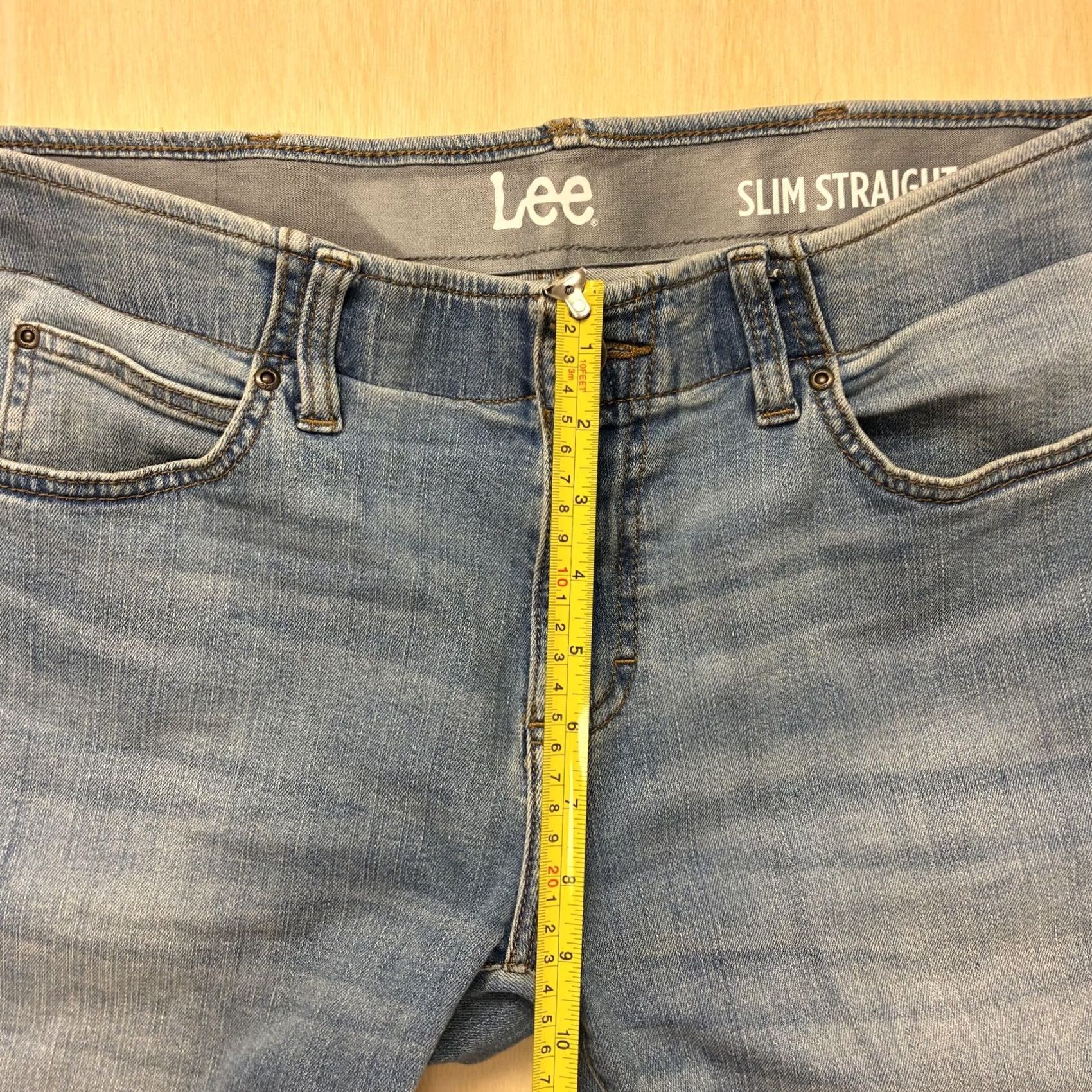 Lee Lee Slim Straight Jeans Mens 34x29 Light Wash Blue Denim Stretch Casual Pants Size US 34 / EU 50 - 5 Thumbnail
