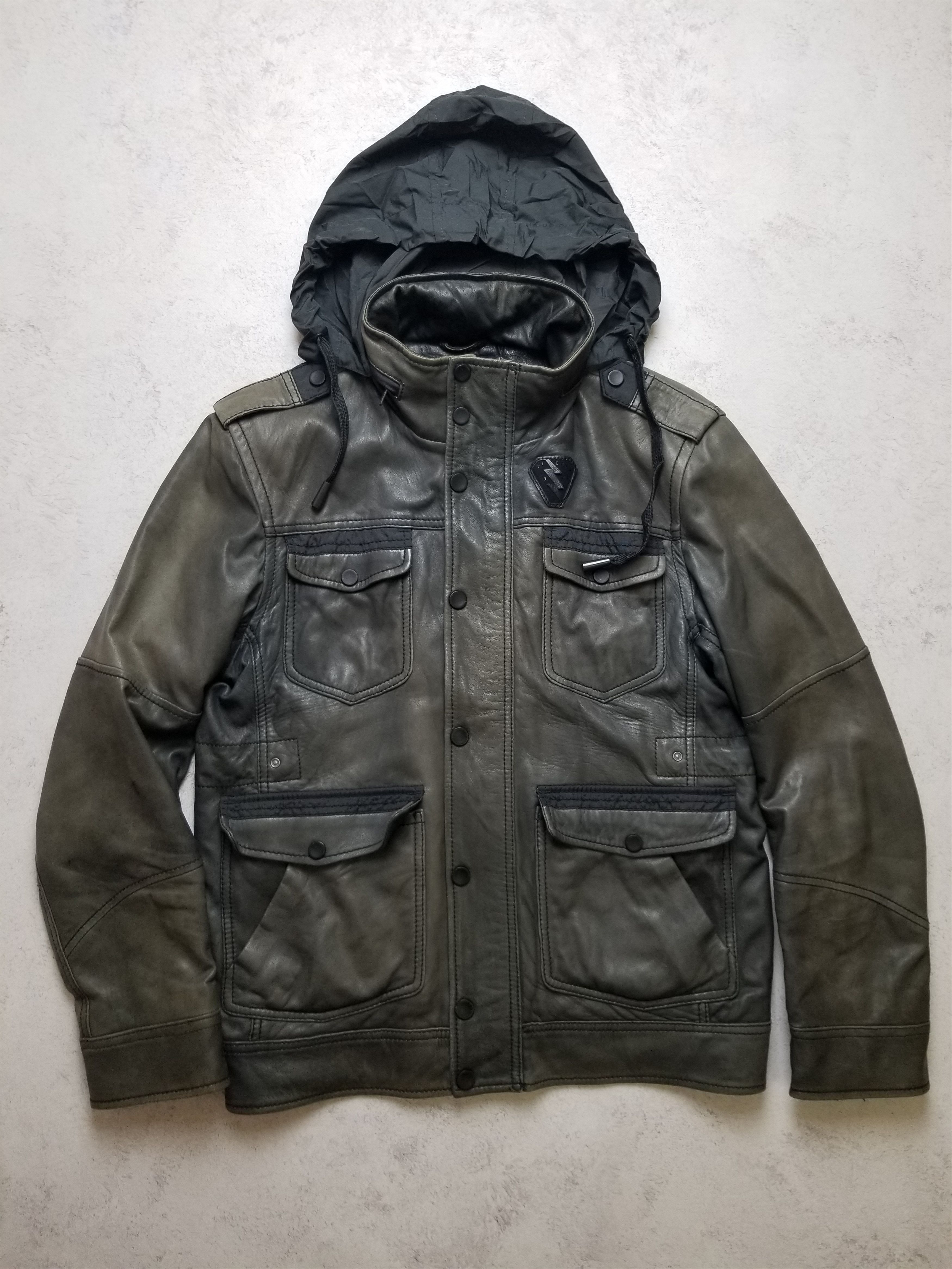 Diesel Diesel 100% Lamb Leather Biker Moto Style Hoodie Jacket Size US L / EU 52-54 / 3 - 5 Thumbnail
