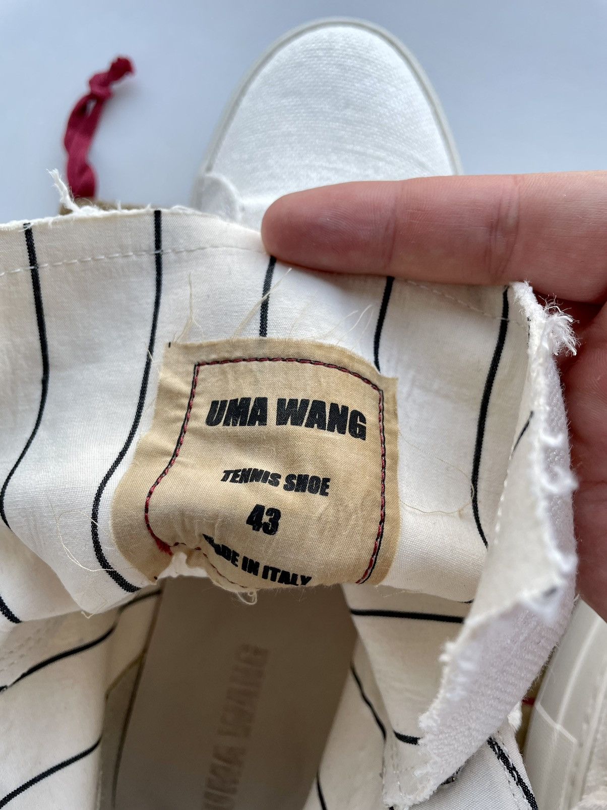 Uma Wang Uma Wang White Canvas Tennis Shoe Hi Top Sneakers Size 43 Size US 9.5 / EU 42-43 - 8 Thumbnail