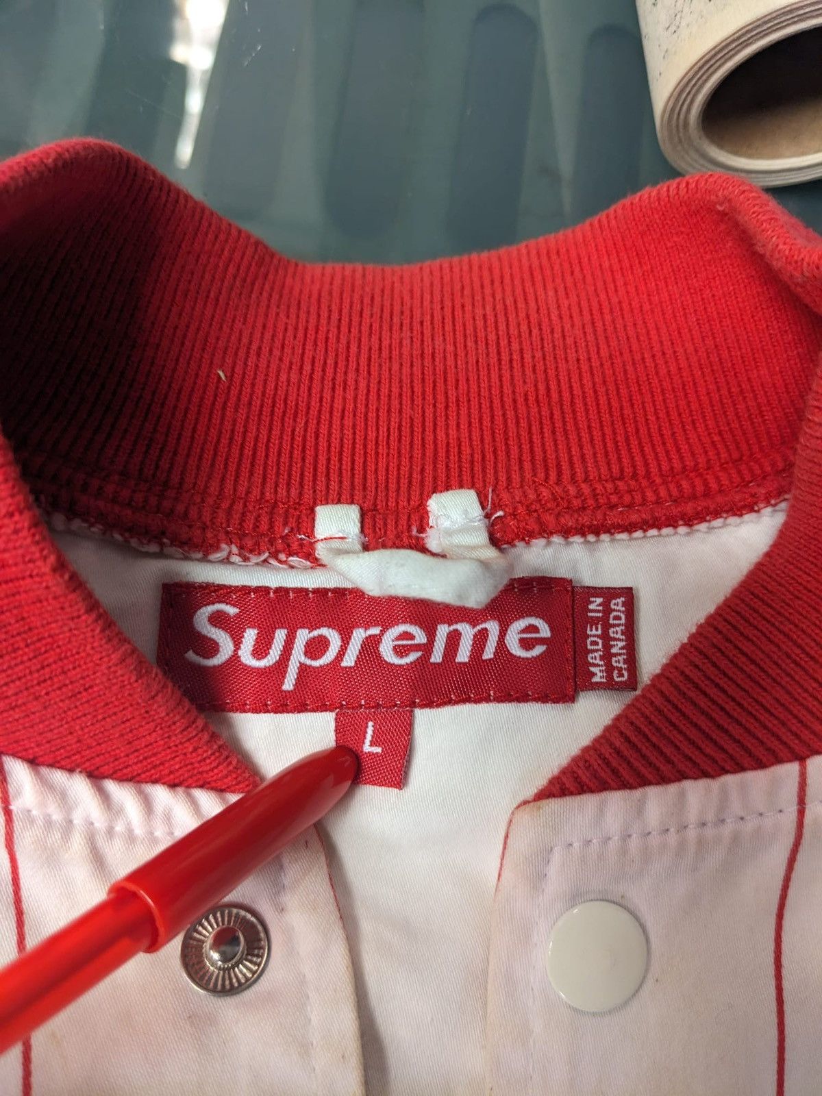 Supreme Supreme Baseball Varsity Jacket Stripe Red White Size US L / EU 52-54 / 3 - 13 Thumbnail